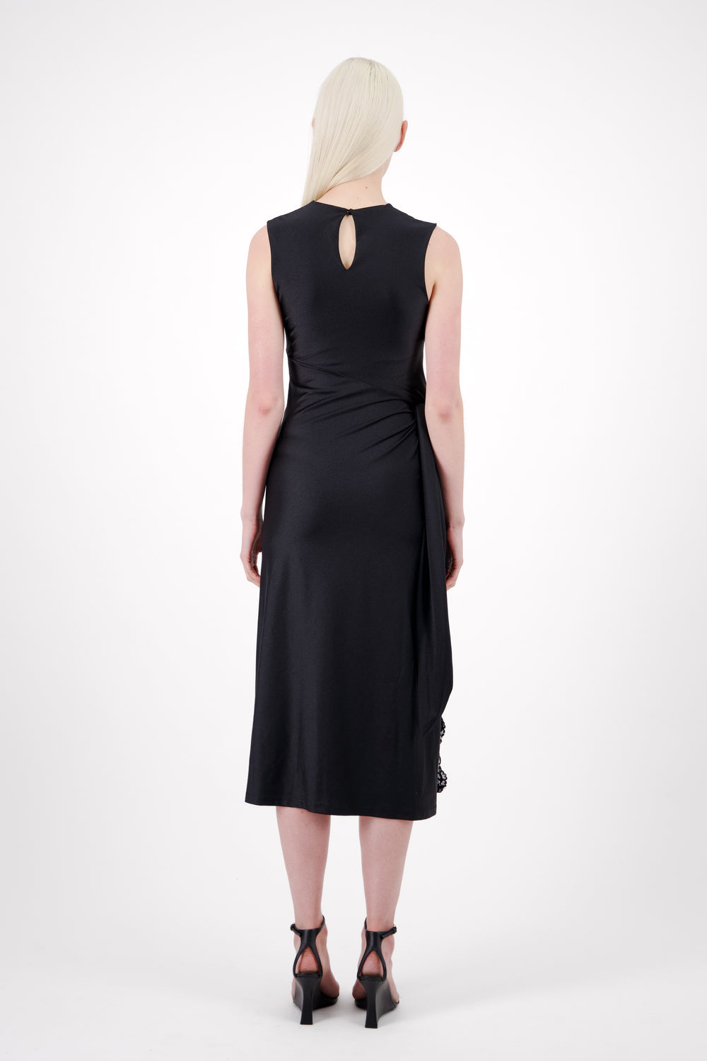 Halter Neck Jersey Dress With Asymmetric Draping