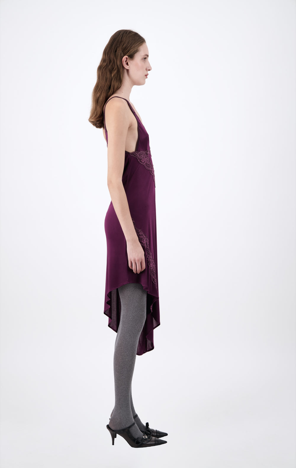 Jersey Singlet Dress with Lace Detail - 2 left