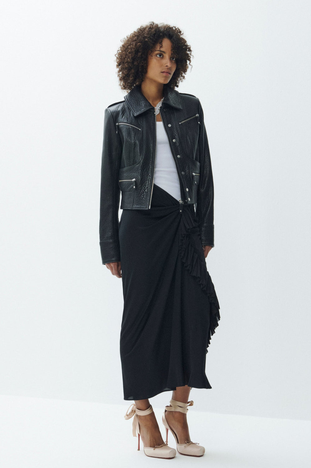 CROPPED LEATHER BIKER JACKET