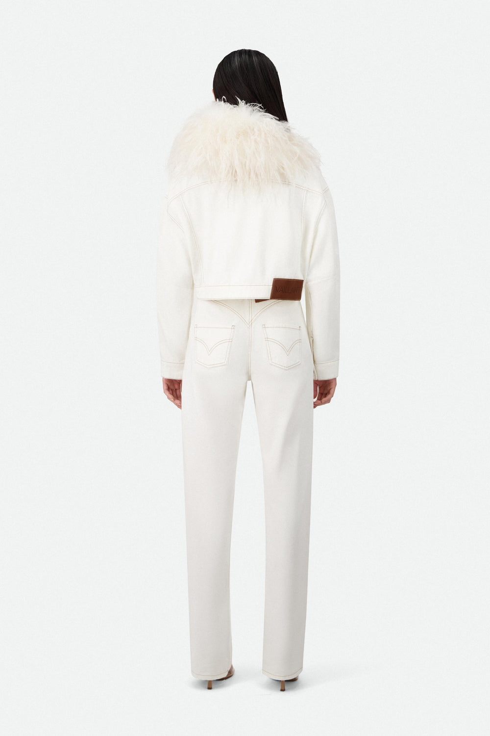 MUTTON SLEEVE DENIM JACKET WITH FEATHER COLLAR (1100€) - Vaillant Studio