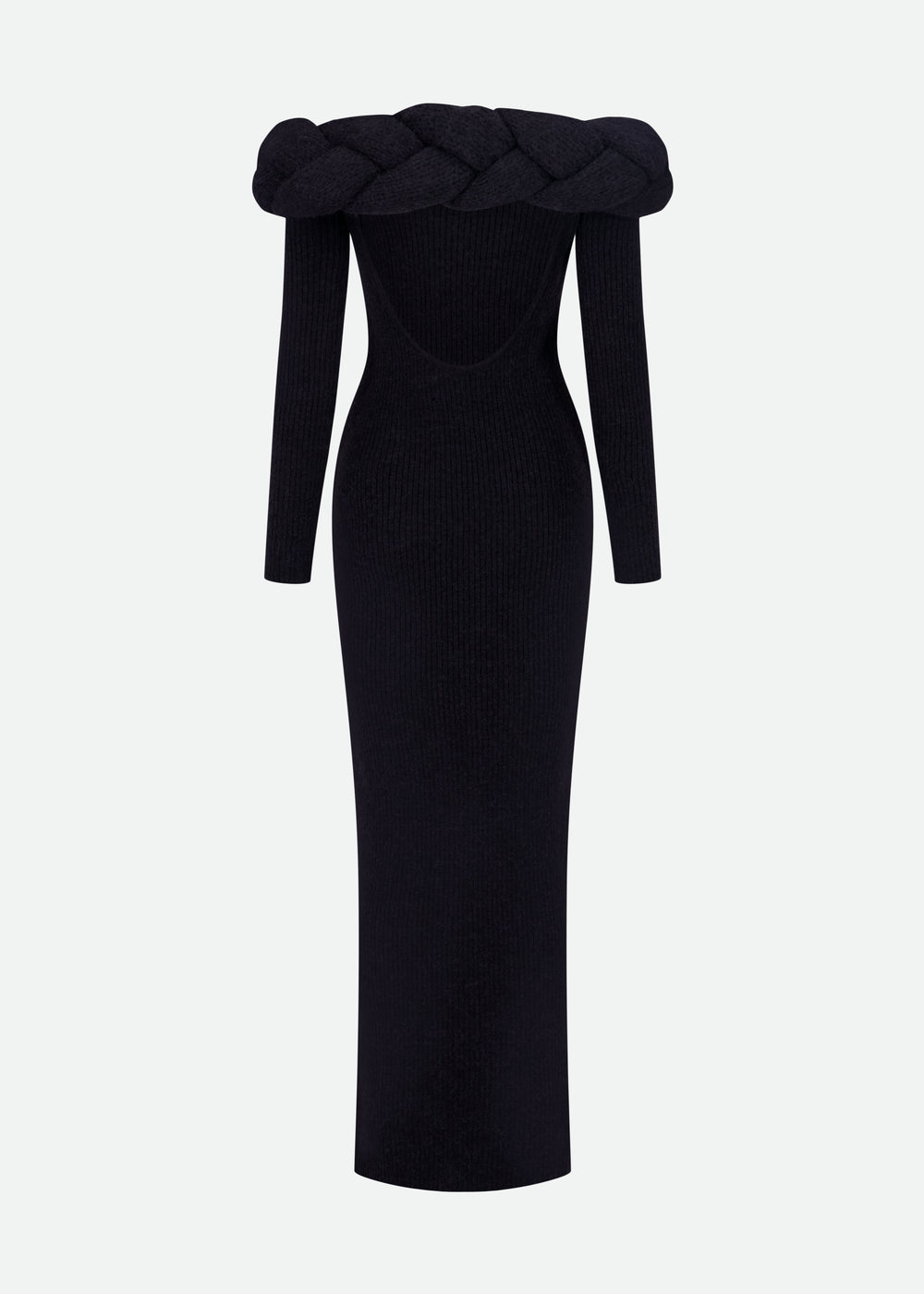 KNIT COLUMN DRESS WITH MAXI BRAIDED COLLAR- Last one