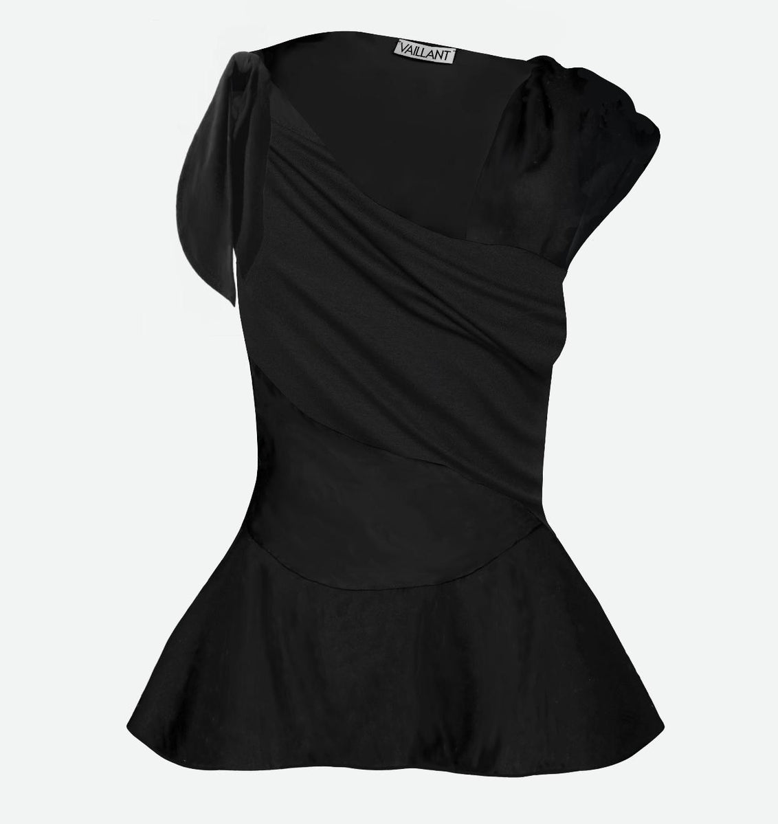 PATCHWORK ASYMMETRIC DRAPED TOP W/CORSET