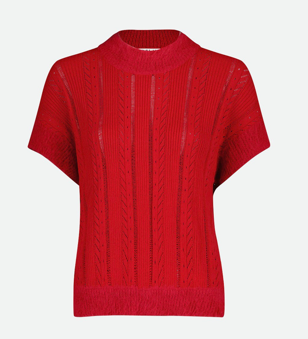 KNIT T-SHIRT W/ CONTRAST NECKLINE & CUFF