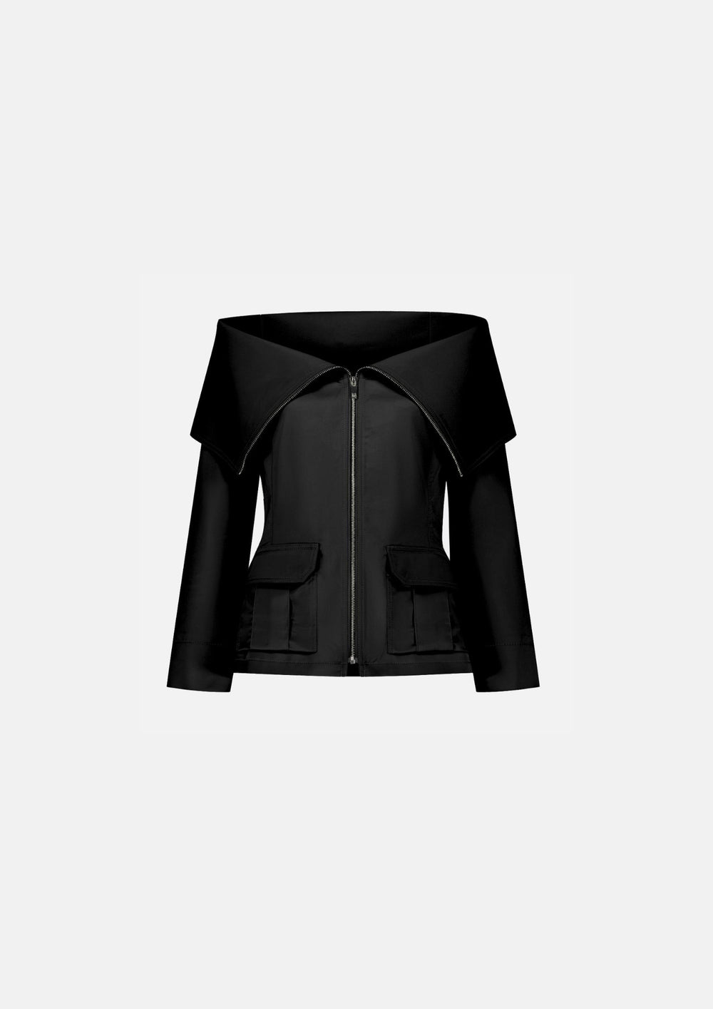 LONG SLEEVE OFF-SHOULDER COLLARED JACKET