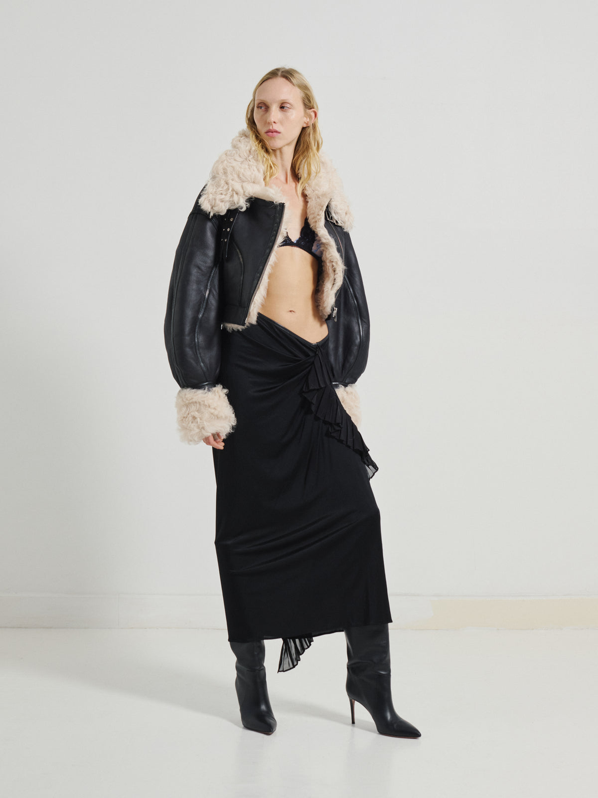MIDI DRAPED SKIRT