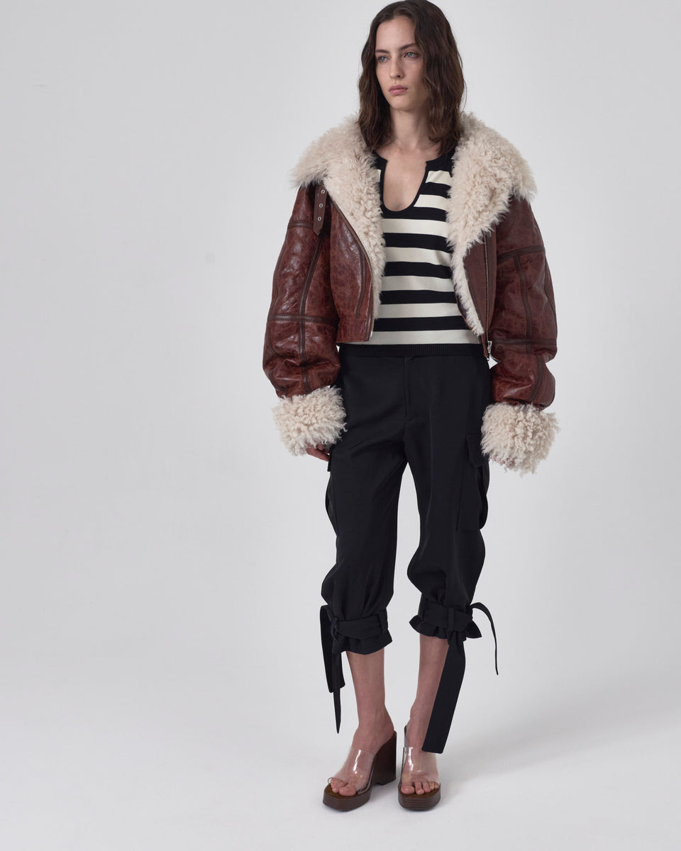 SIGNATURE AVIATOR JACKET IN CRACKLE NAPPA LEATHER