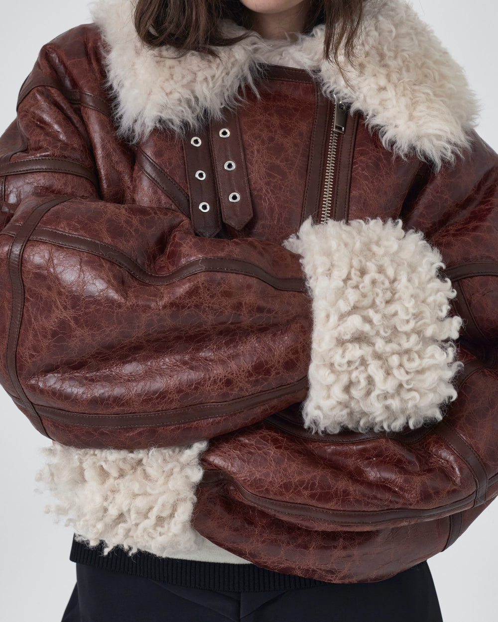 SIGNATURE AVIATOR JACKET IN CRACKLE NAPPA LEATHER