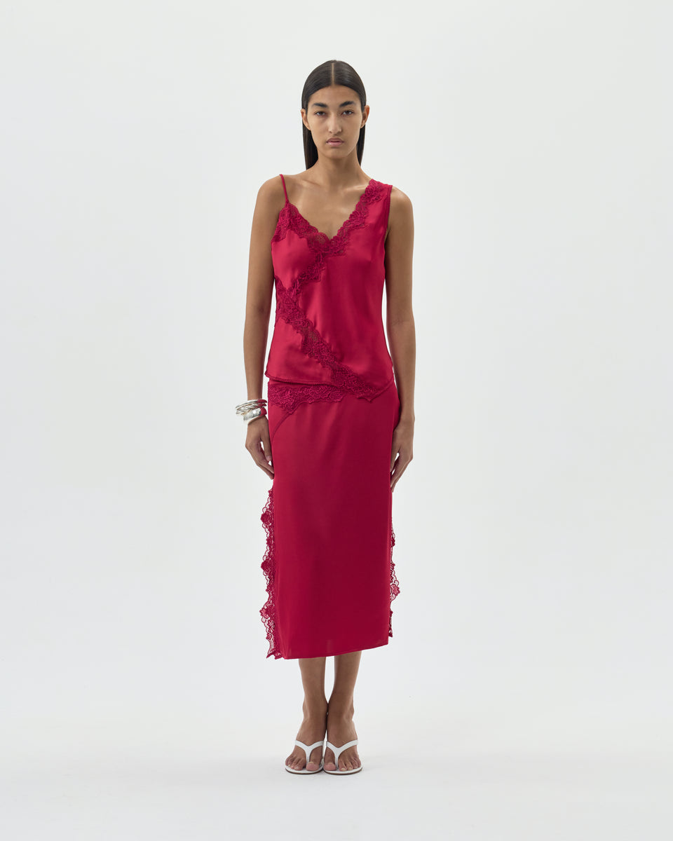 SKIRT WITH LACE DETAILS AND SIDE SLITS - 2 LEFT