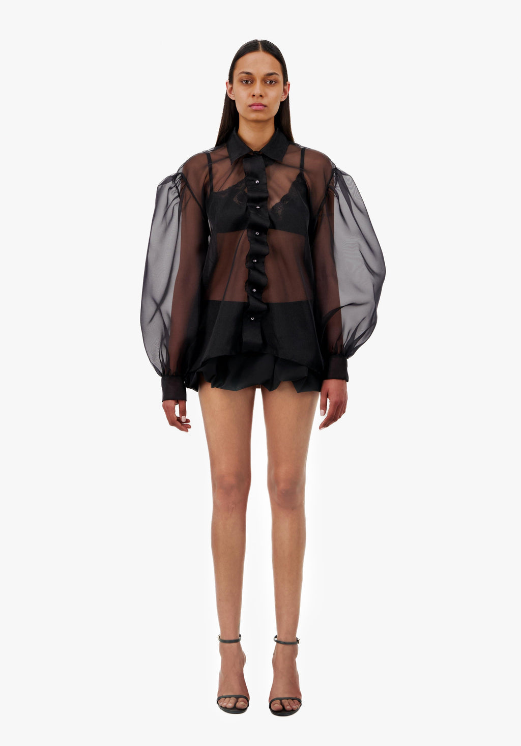 ORGANZA SHIRT W/ WAVY OPENING AND BOUFFANT SLEEVES - Vaillant Studio