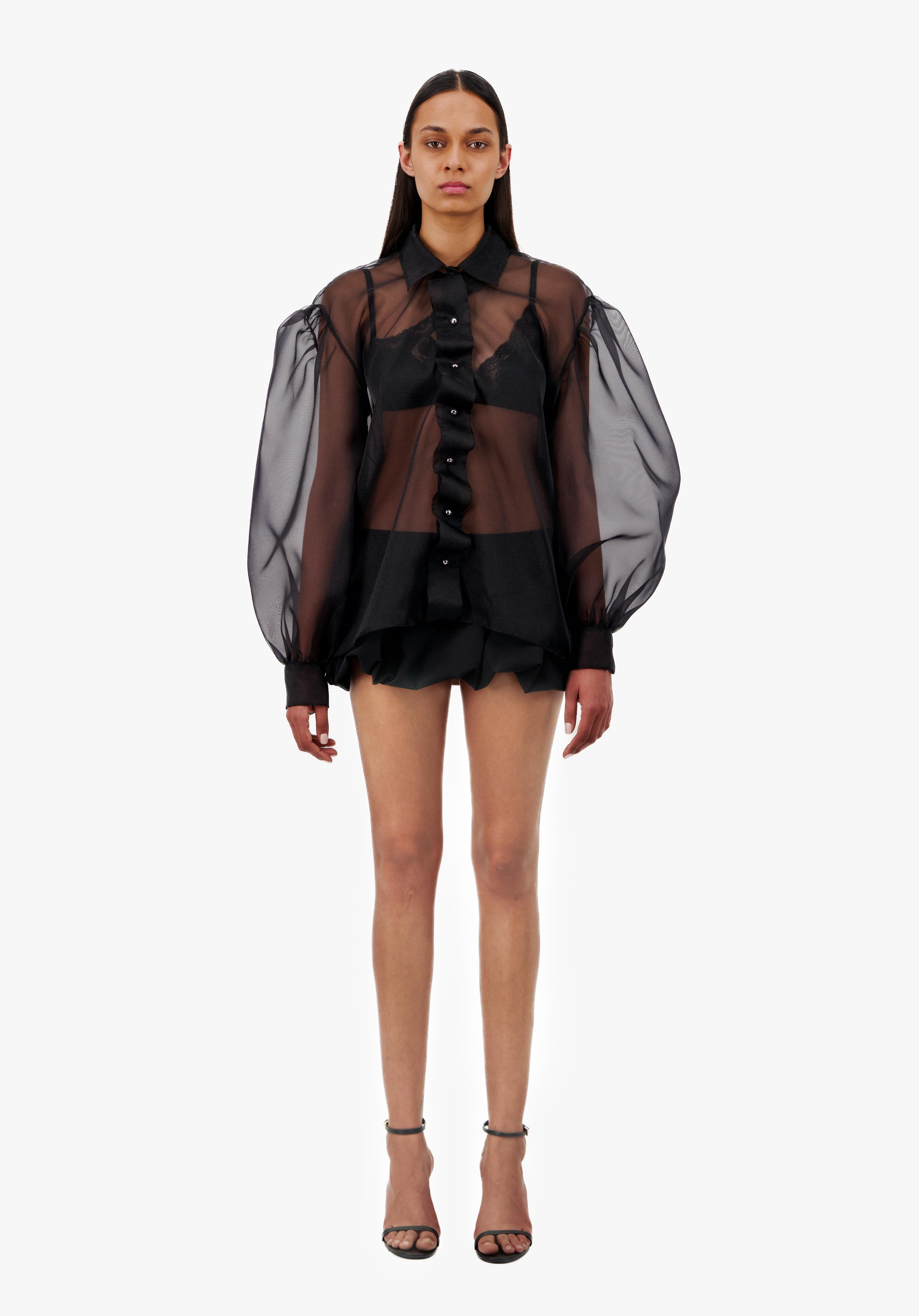 ORGANZA SHIRT W/ WAVY OPENING AND BOUFFANT SLEEVES - Vaillant Studio