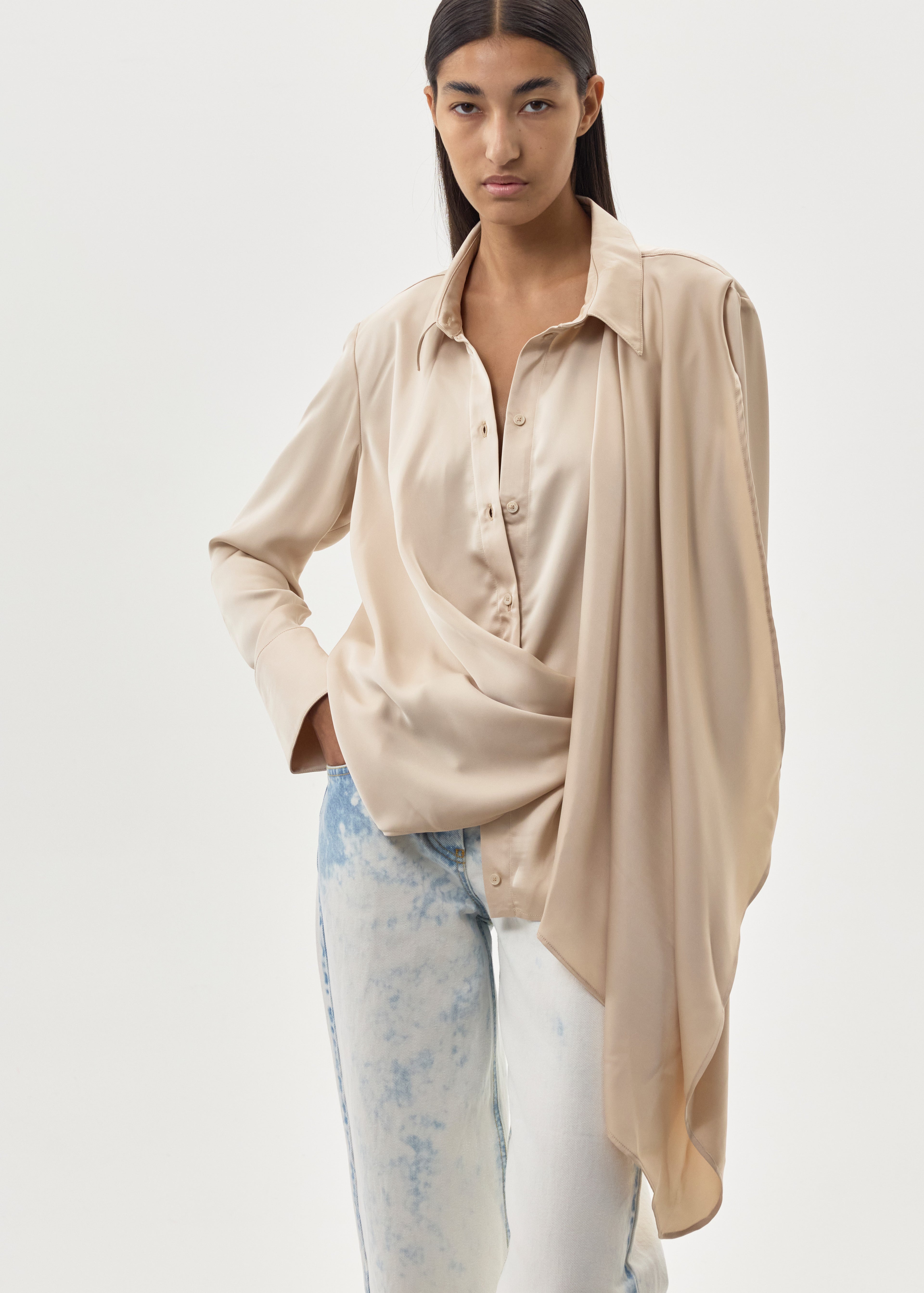 DRAPED AND WRAPPED SHIRT - 3 LEFT