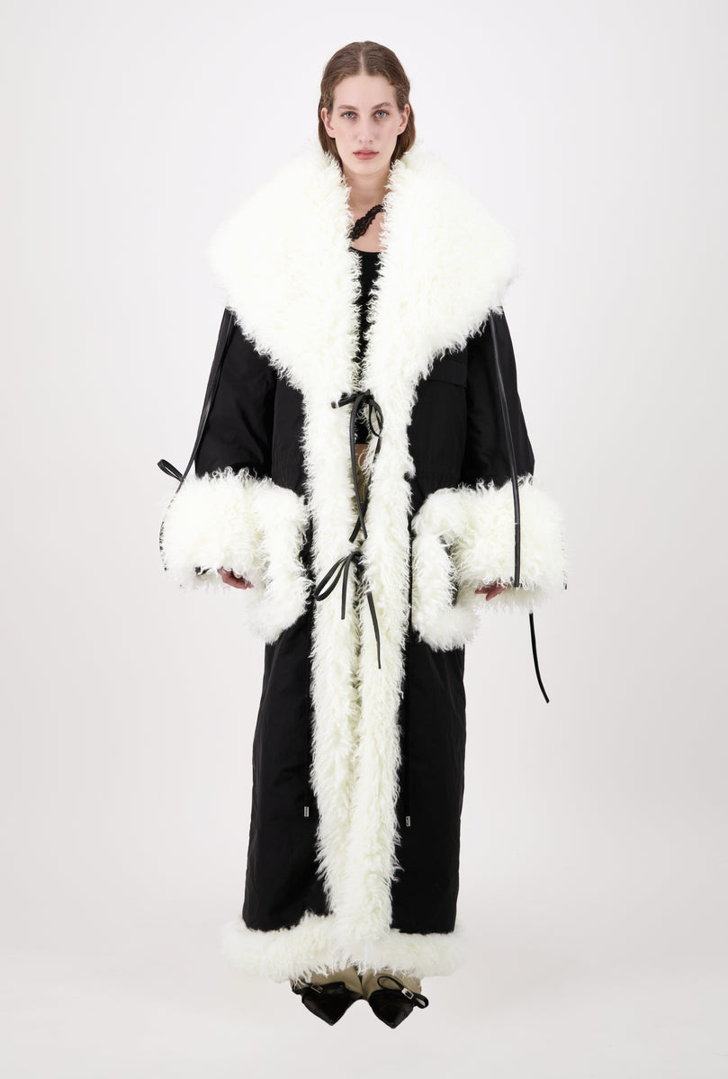 Oversize Puffy Technical Shawl Collar Coat - 2 left