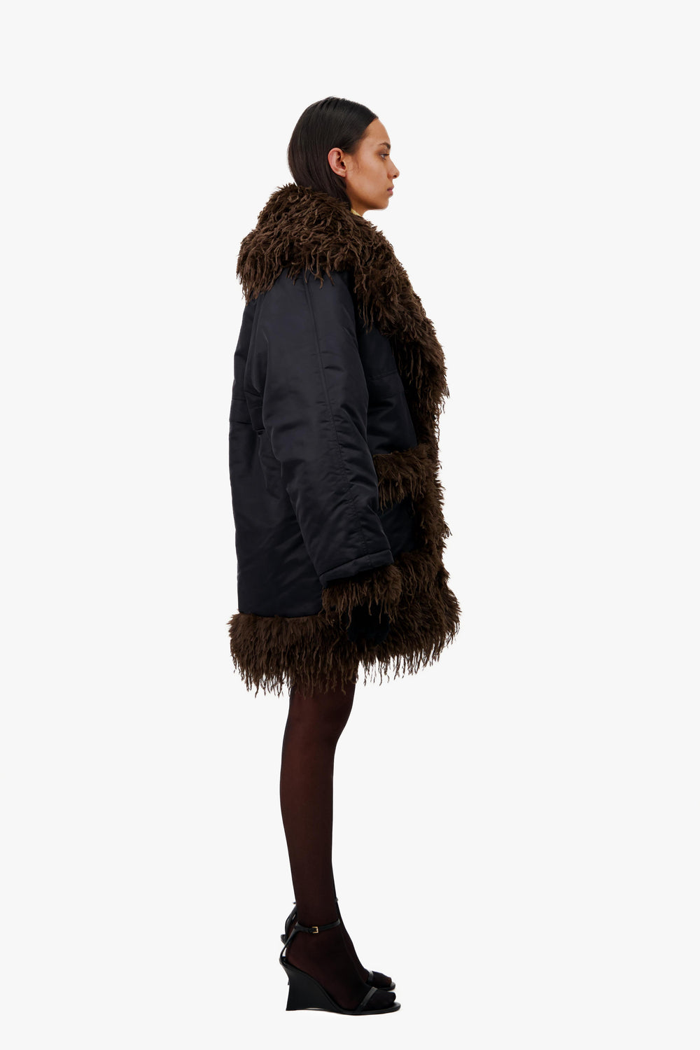 SHORT OVERSIZE PUFFY TECHNICAL SHAWL COLLAR COAT - Vaillant Studio