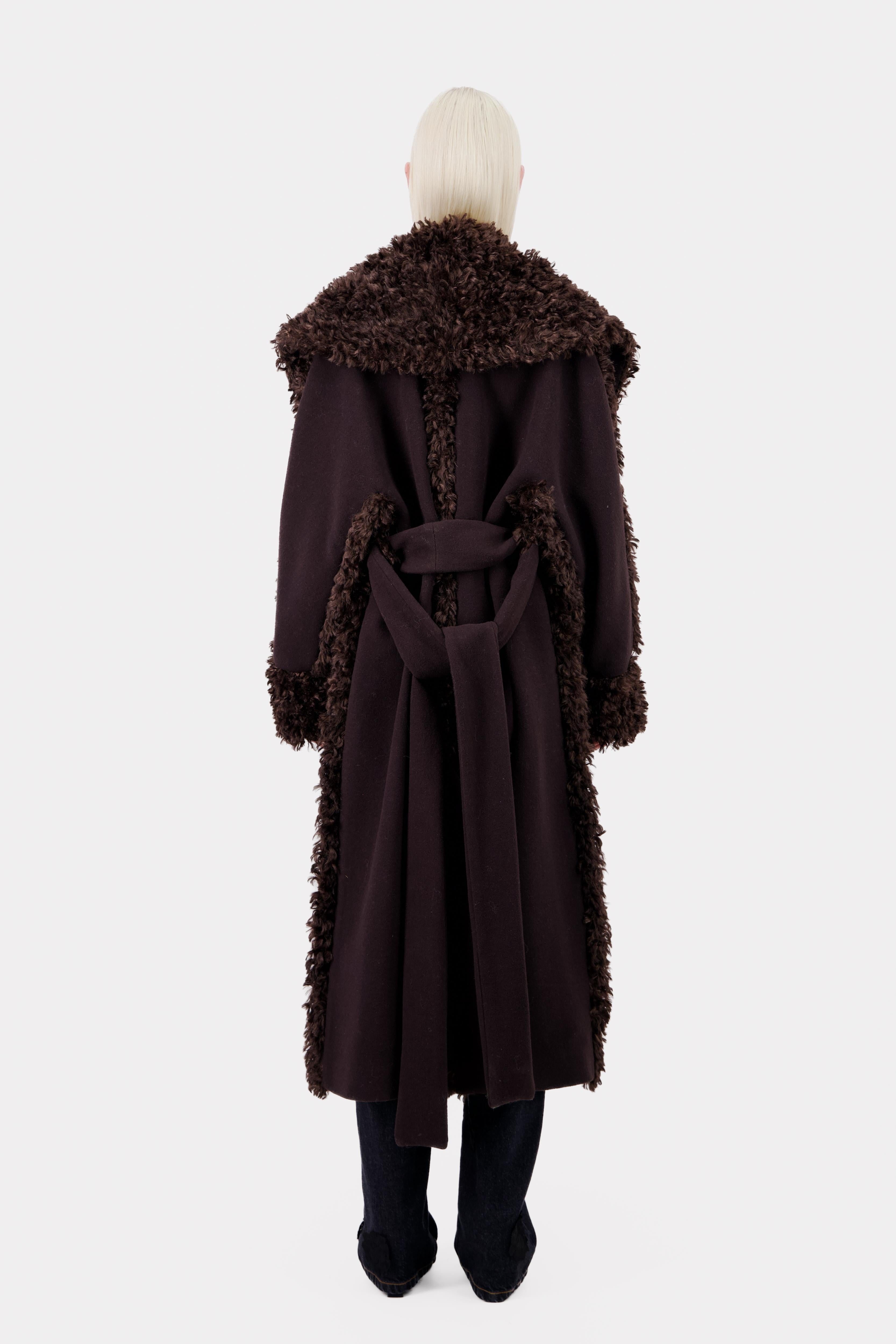 Faux fur trim shops wool coat