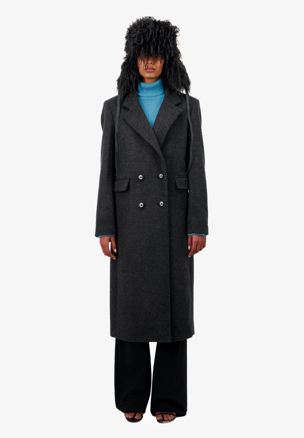 DOUBLE BREASTED LONG WOOL COAT - 3 left - Vaillant Studio