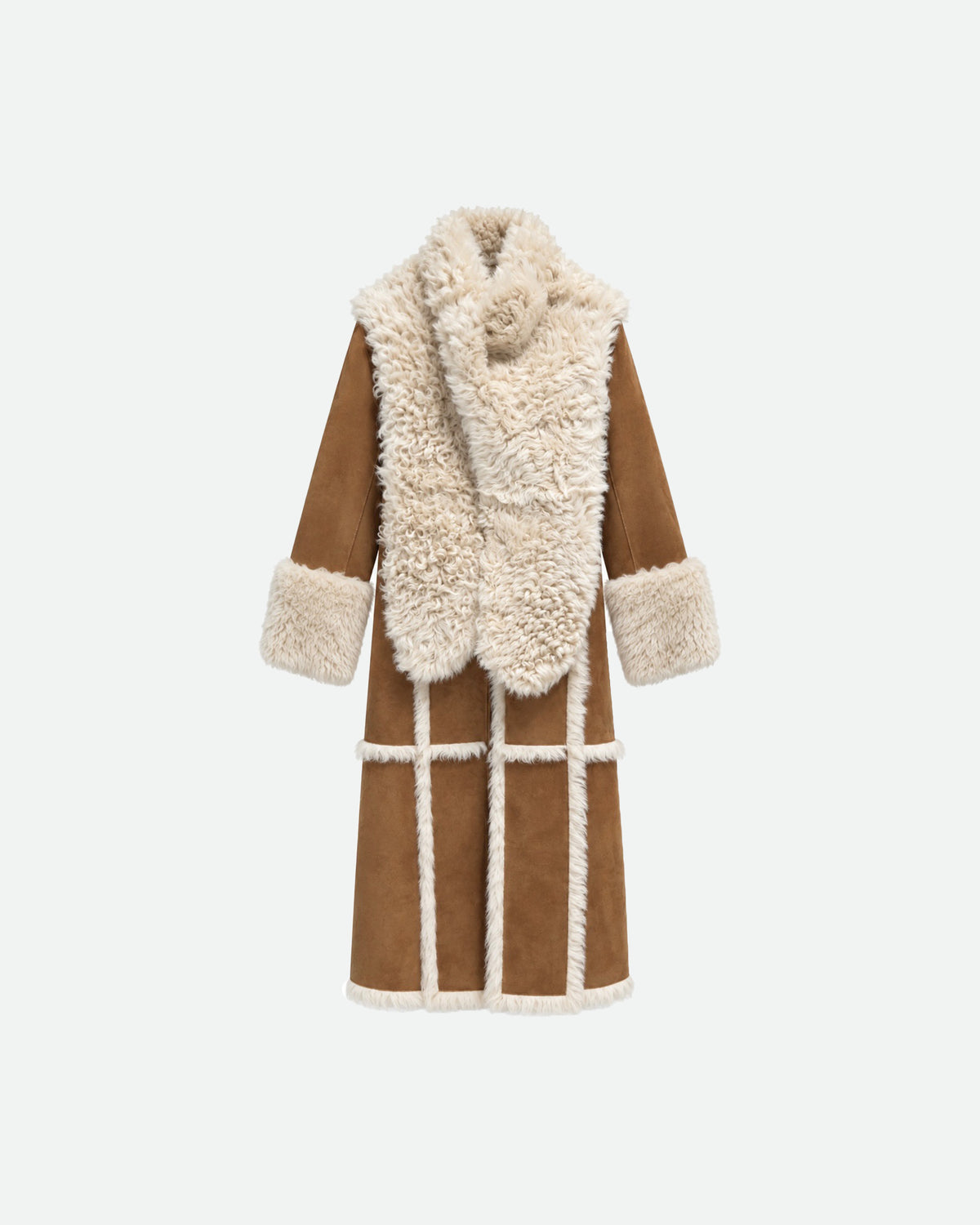 Shearling Scarf Long Coat