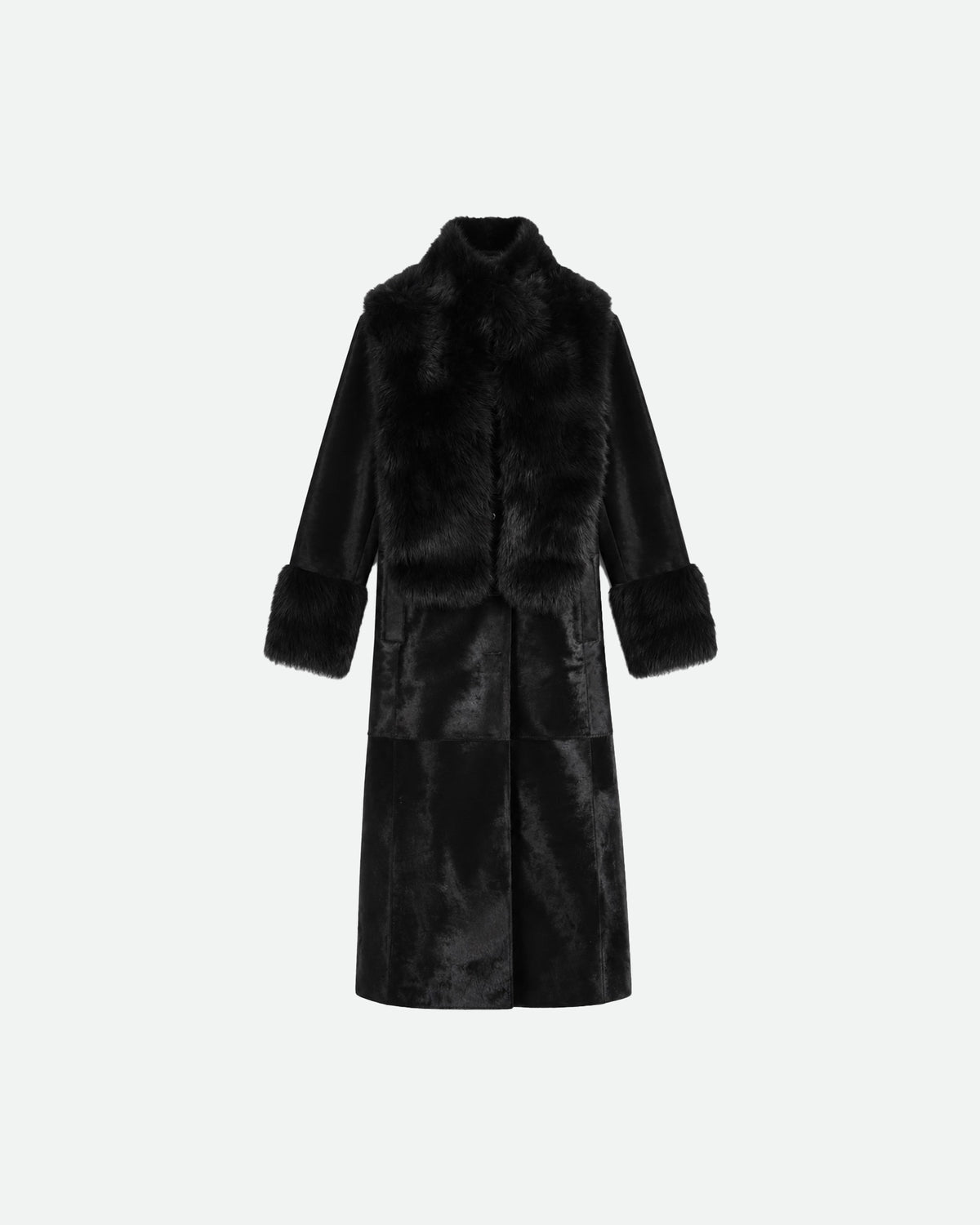 Black Pony Scarf Long Coat