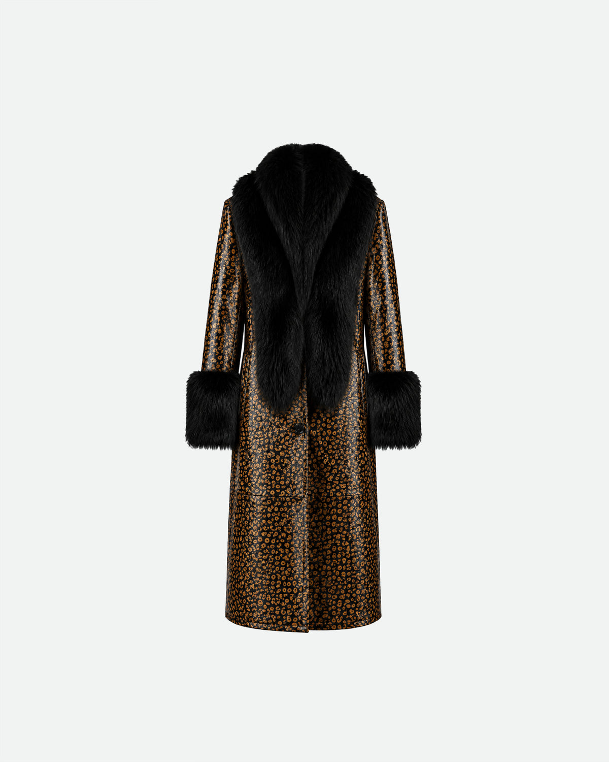 Print Shearling Wrap Coat
