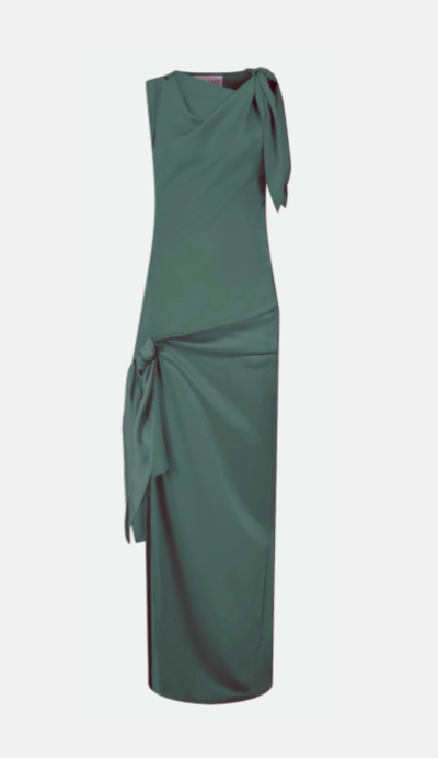 SLEEVELESS DRAPED MAXI DRESS WITH KNOT DETAILING