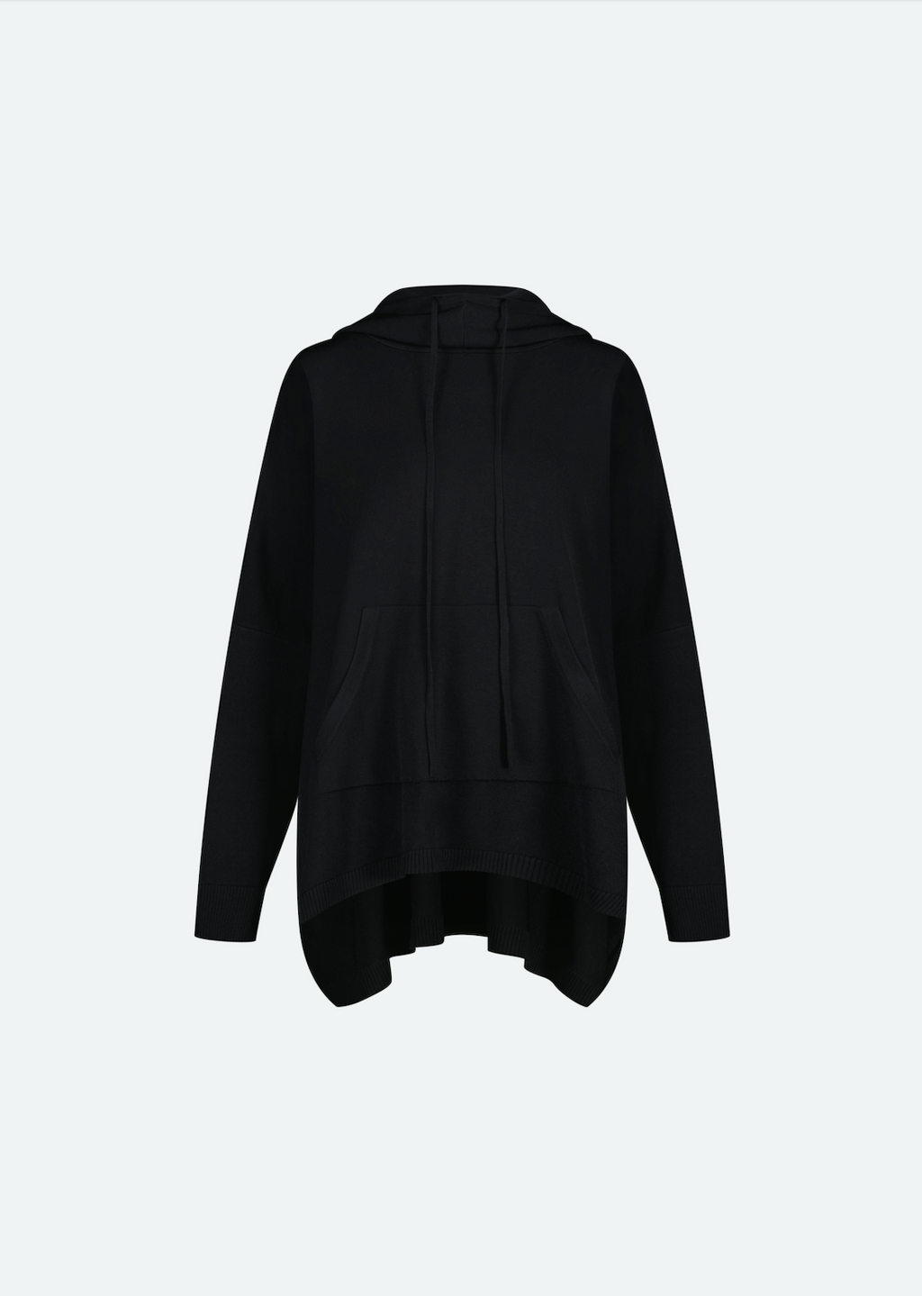 KNIT LONG SLEEVE PONCHO W/HOOD