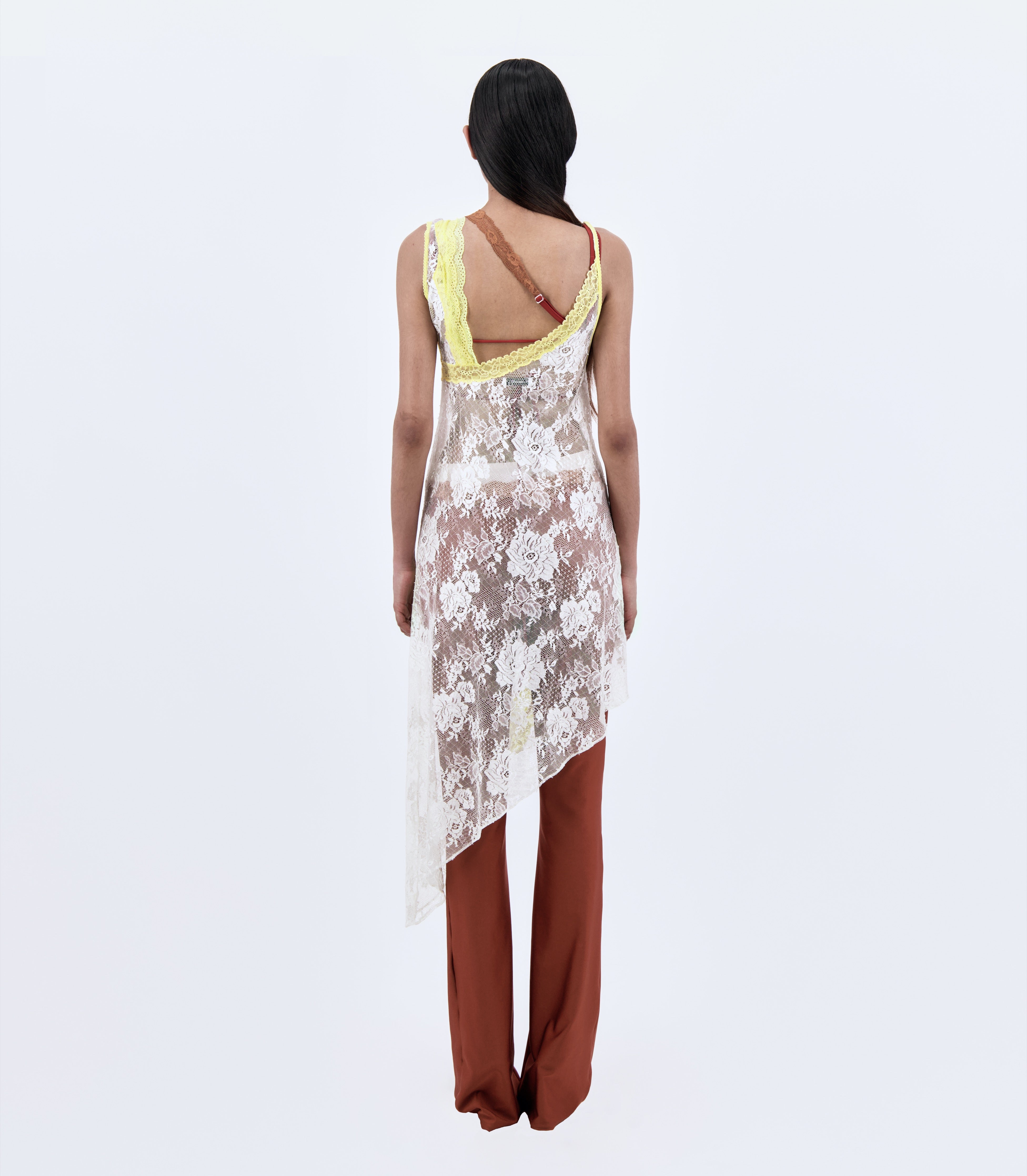 Asymmetric Slip Dress With Lace Trim – Vaillant Studio