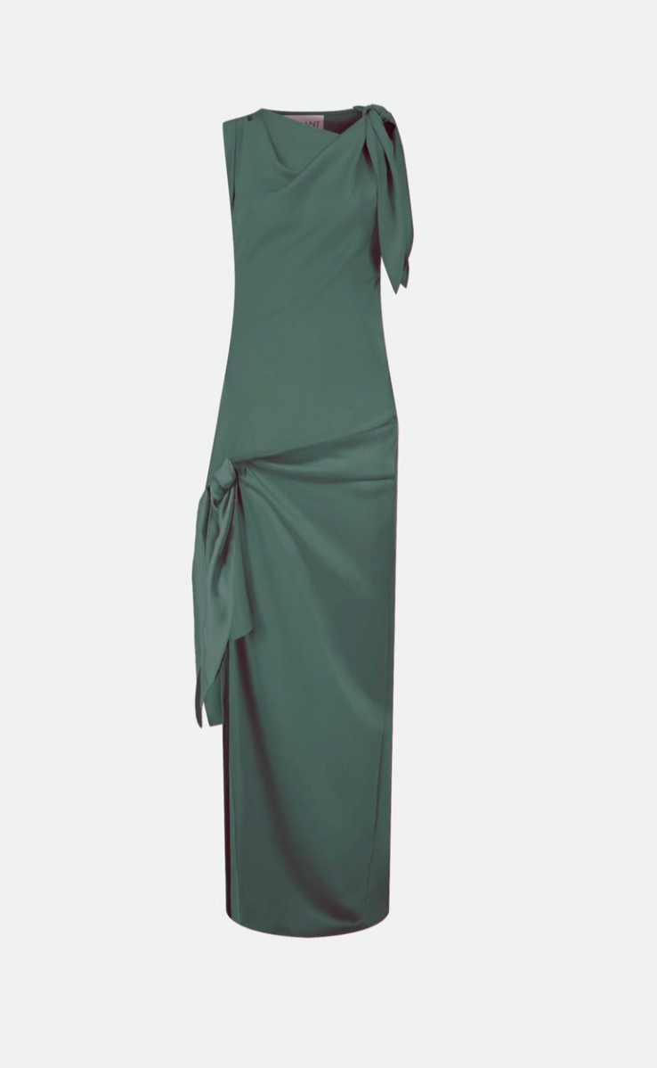 SLEEVELESS DRAPED MAXI DRESS WITH KNOT DETAILING