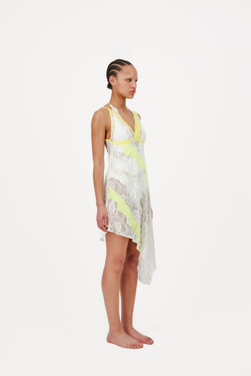 Asymmetric Slip Dress With Lace Trim - Last one - Vaillant Studio