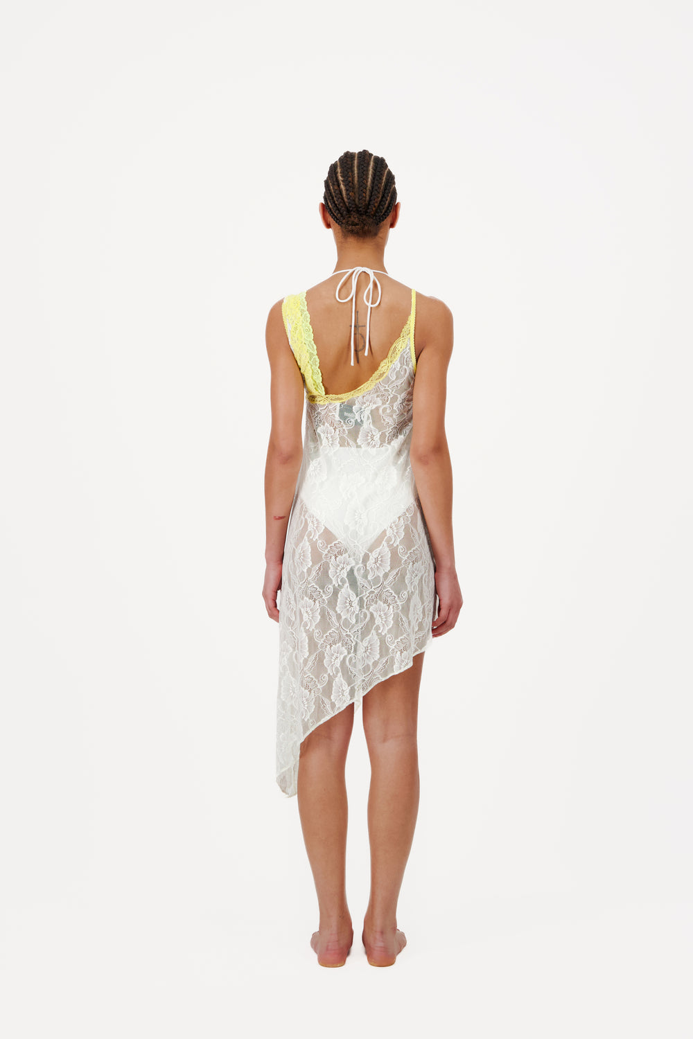 Asymmetric Slip Dress With Lace Trim - Last one - Vaillant Studio