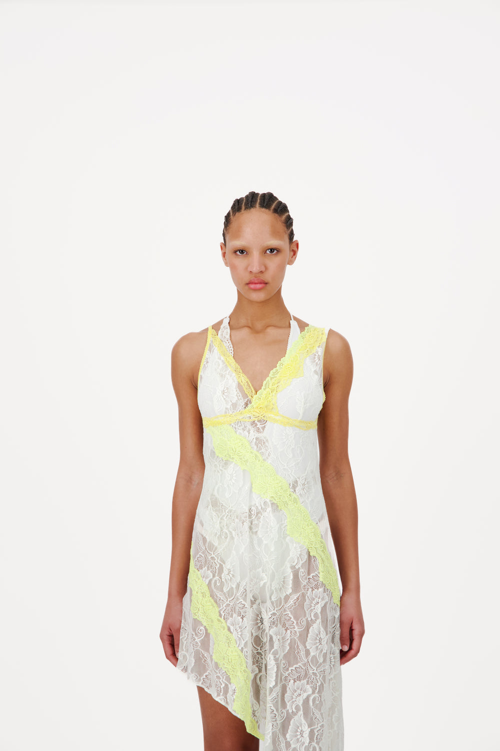 Asymmetric Slip Dress With Lace Trim - Last one - Vaillant Studio