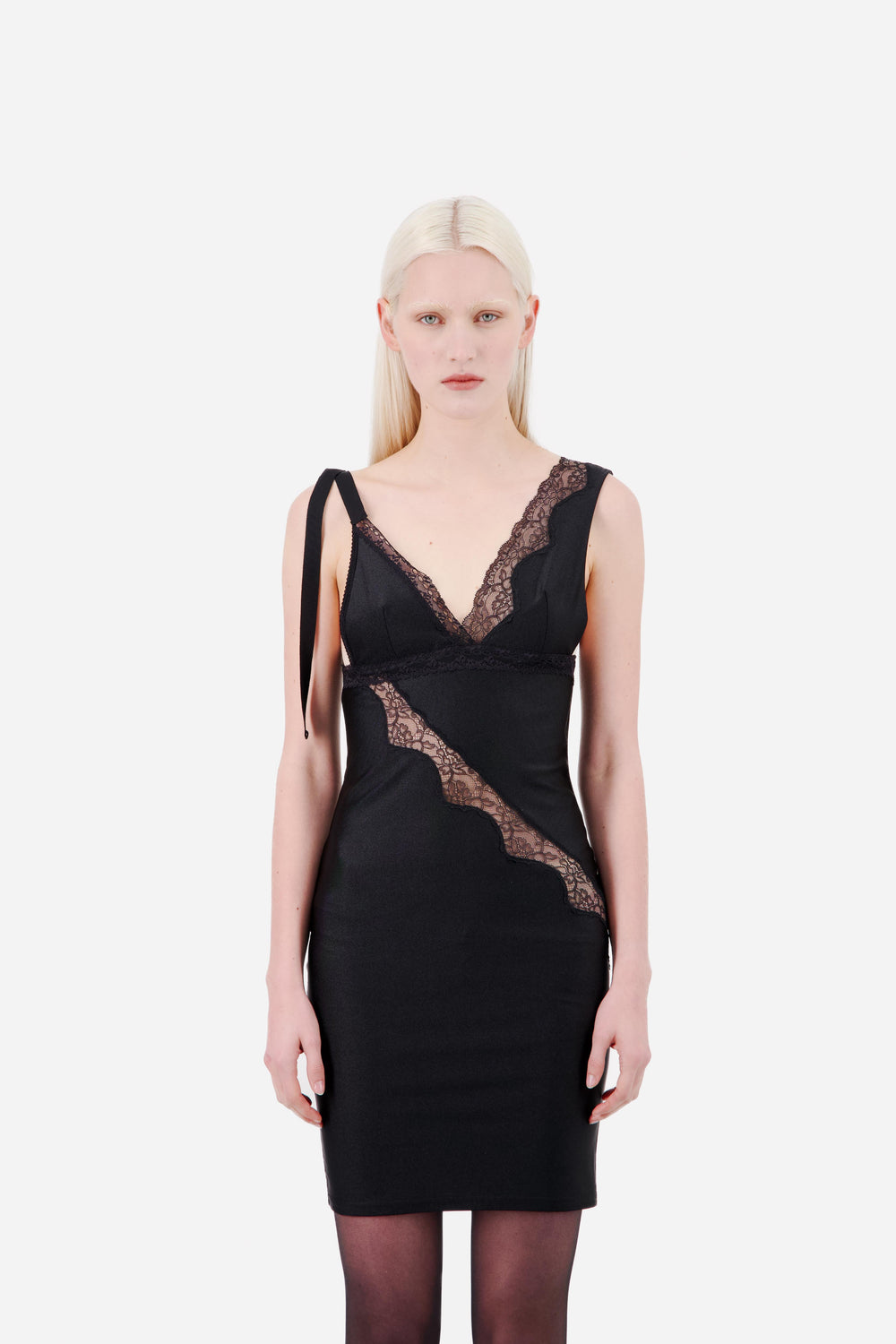 MINI SLIP DRESS WITH LACE AND GROSGRAIN DETAILS - Vaillant Studio