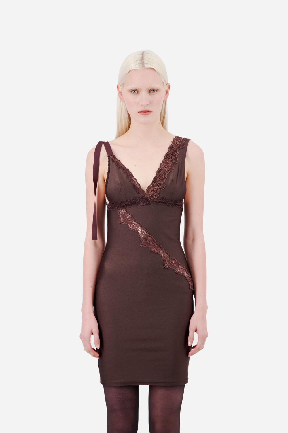 MINI SLIP DRESS WITH LACE AND GROSGRAIN DETAILS - Vaillant Studio