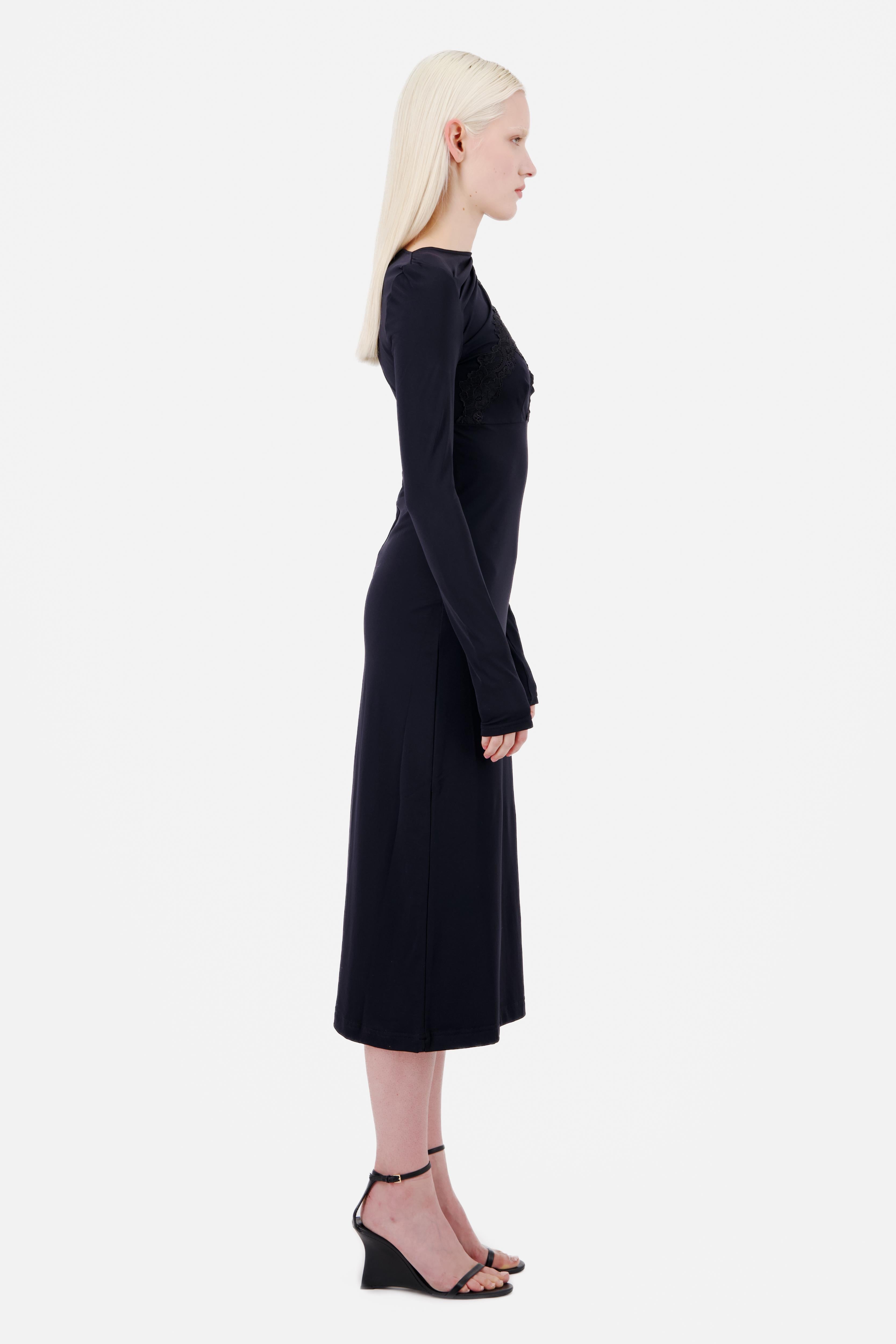 MIDI DRESS WITH LACE ASYMMETRICAL CHEST CUTOUT - Vaillant Studio