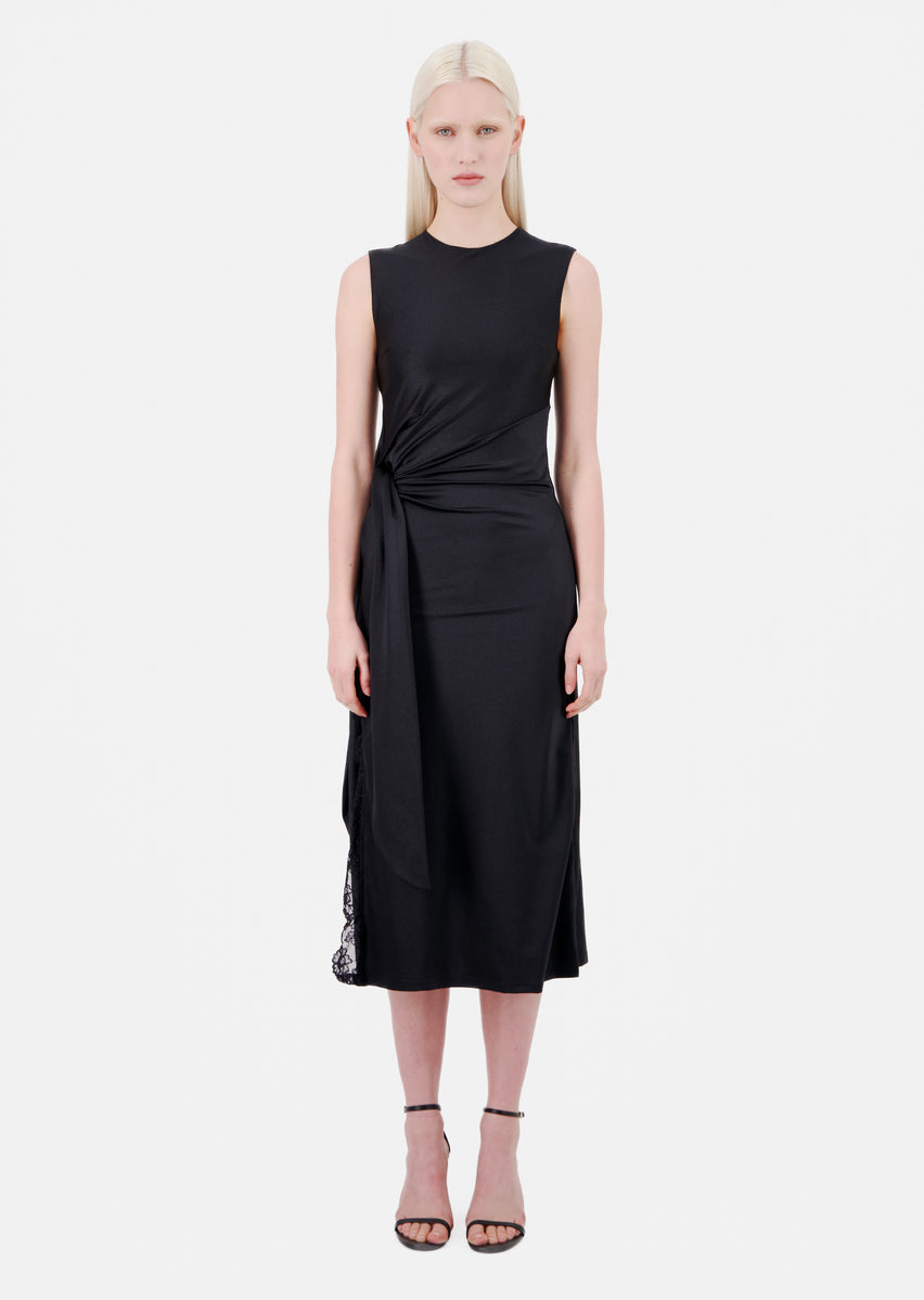 Halter Neck Jersey Dress With Asymmetric Draping- Last one