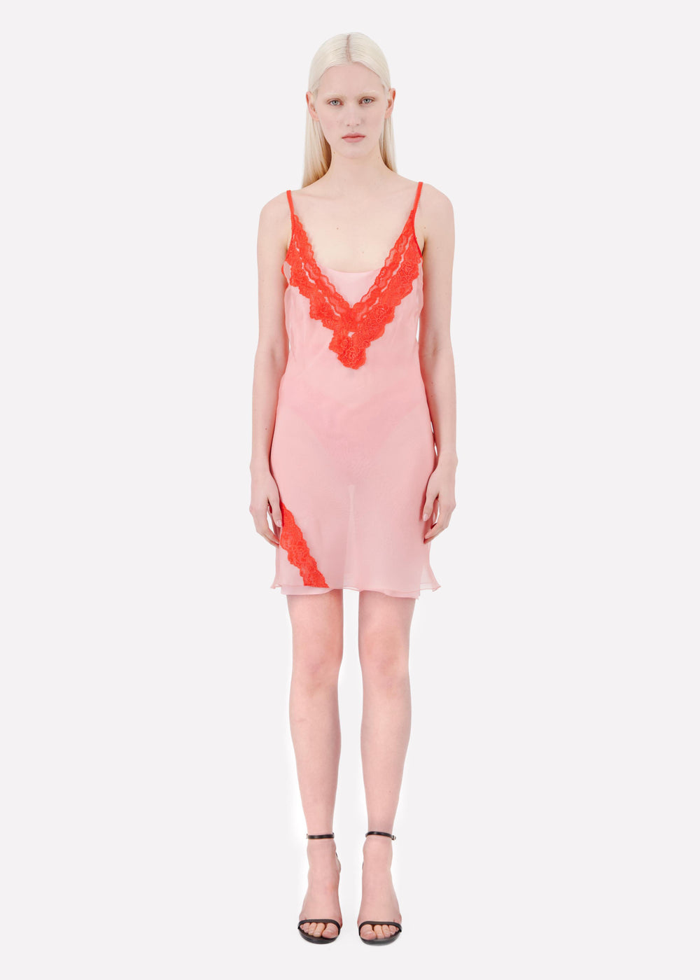 MIDI ORGANZA SLIP DRESS WITH LACE DETAILS - Vaillant Studio