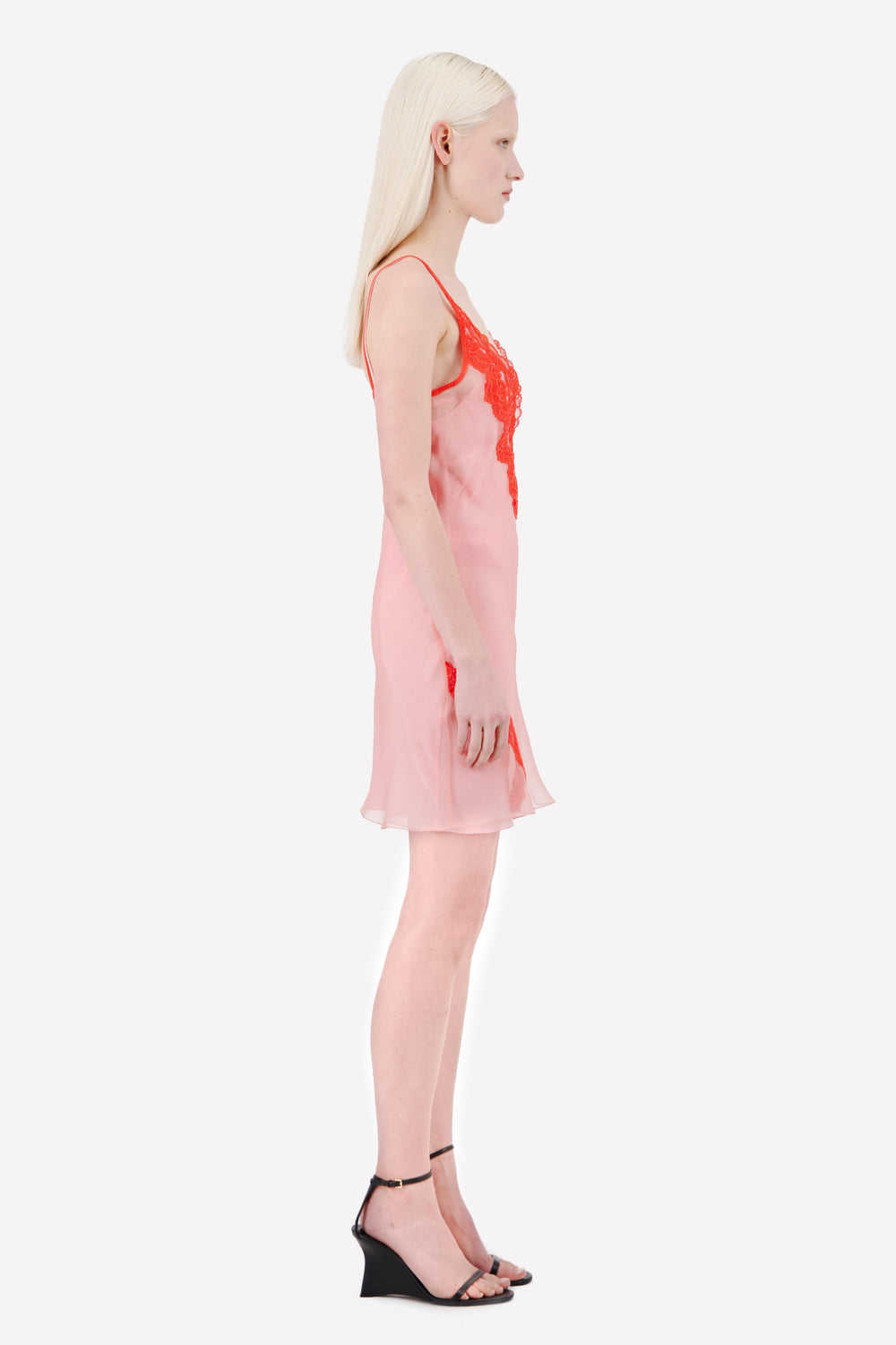 MIDI ORGANZA SLIP DRESS WITH LACE DETAILS - Vaillant Studio