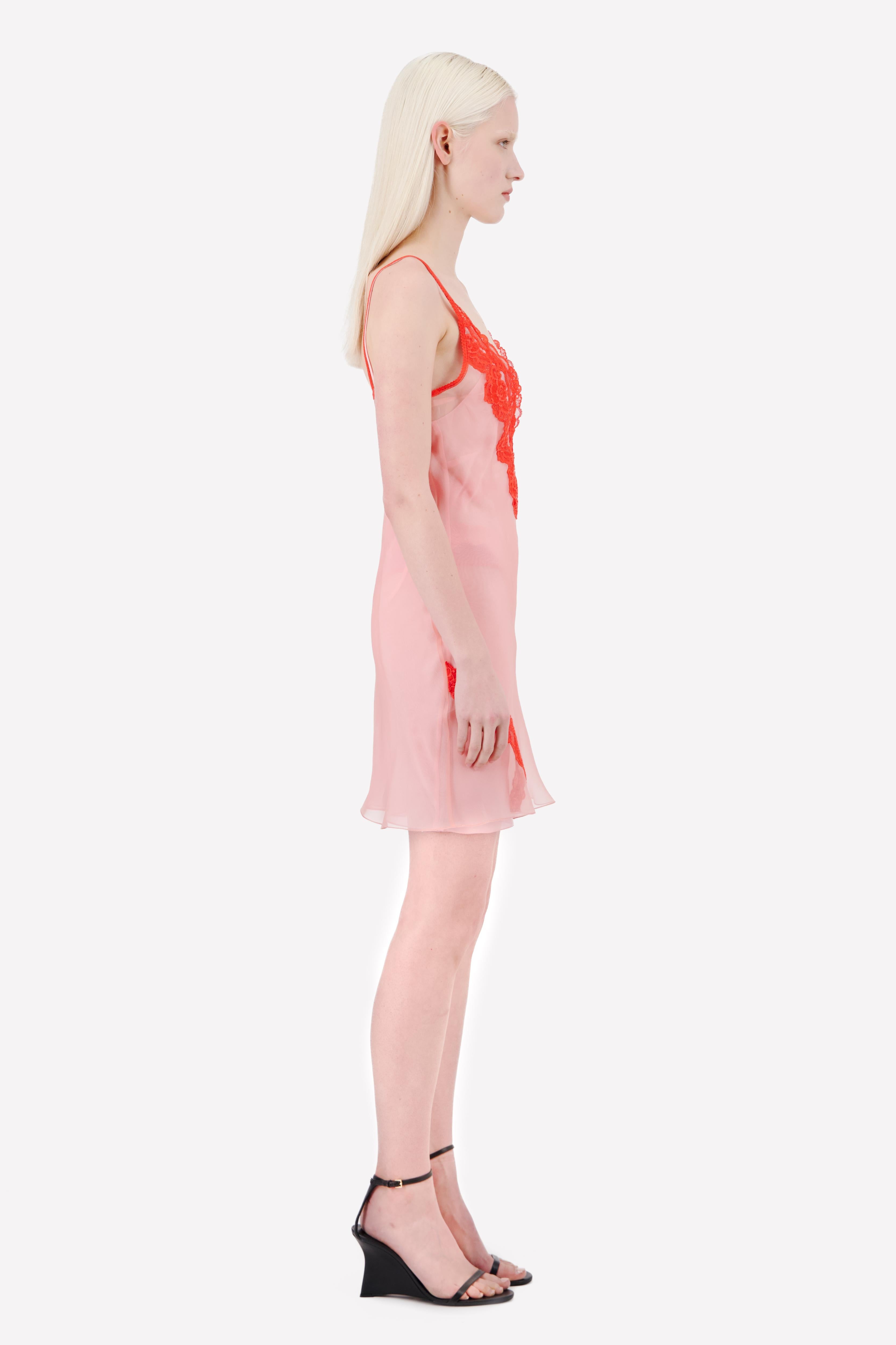 MIDI ORGANZA SLIP DRESS WITH LACE DETAILS - Vaillant Studio