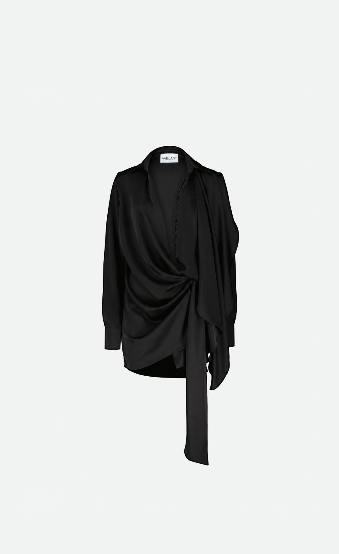 Draped Satin Shirt Style Wrap Dress