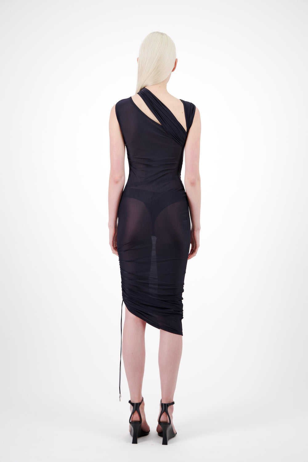 ASYMMETRIC JERSEY KNOTTED DRESS W/ TWIST NECKLINE - Vaillant Studio