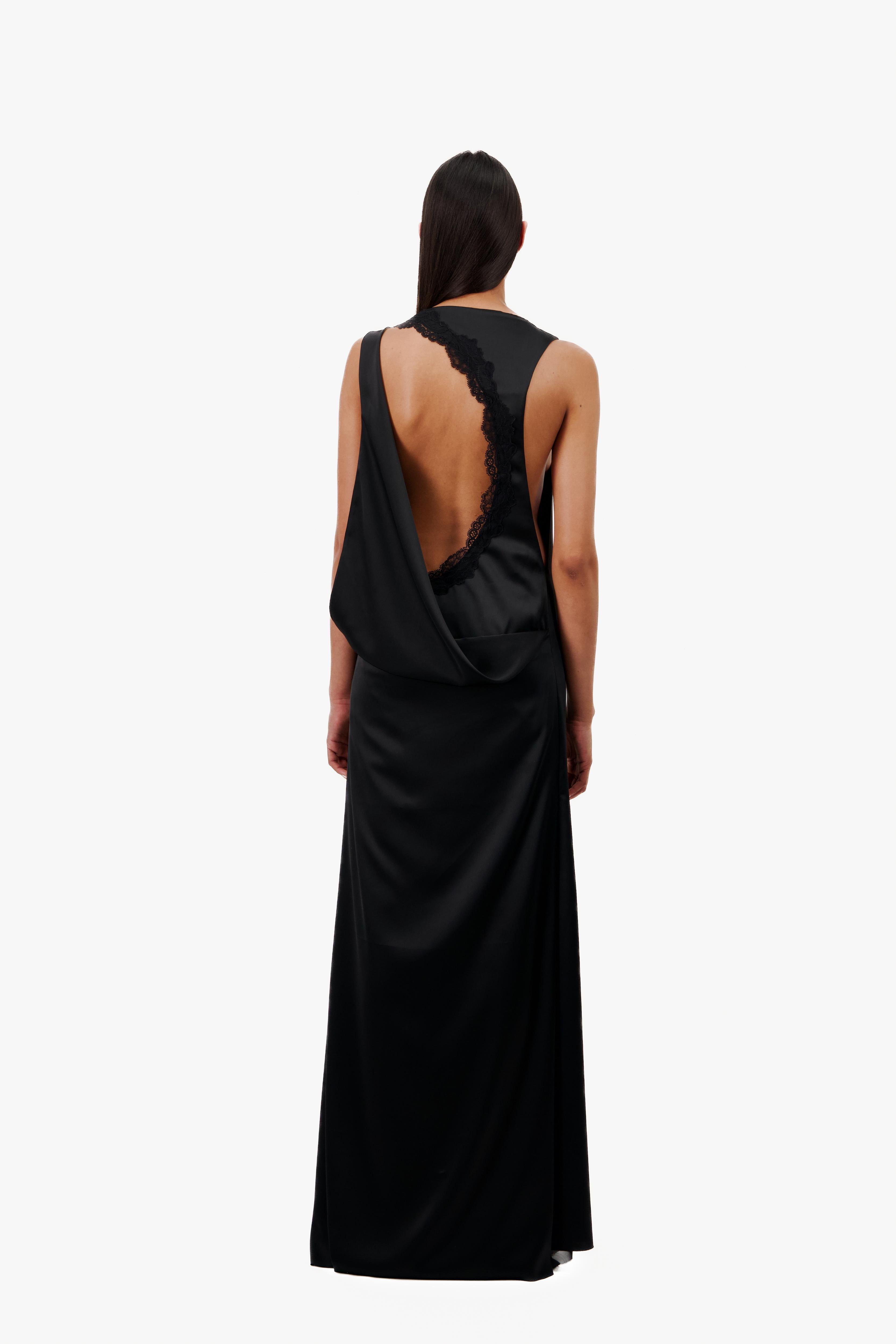 SATIN MAXI DRESS WITH PLUNGING BACK - Vaillant Studio