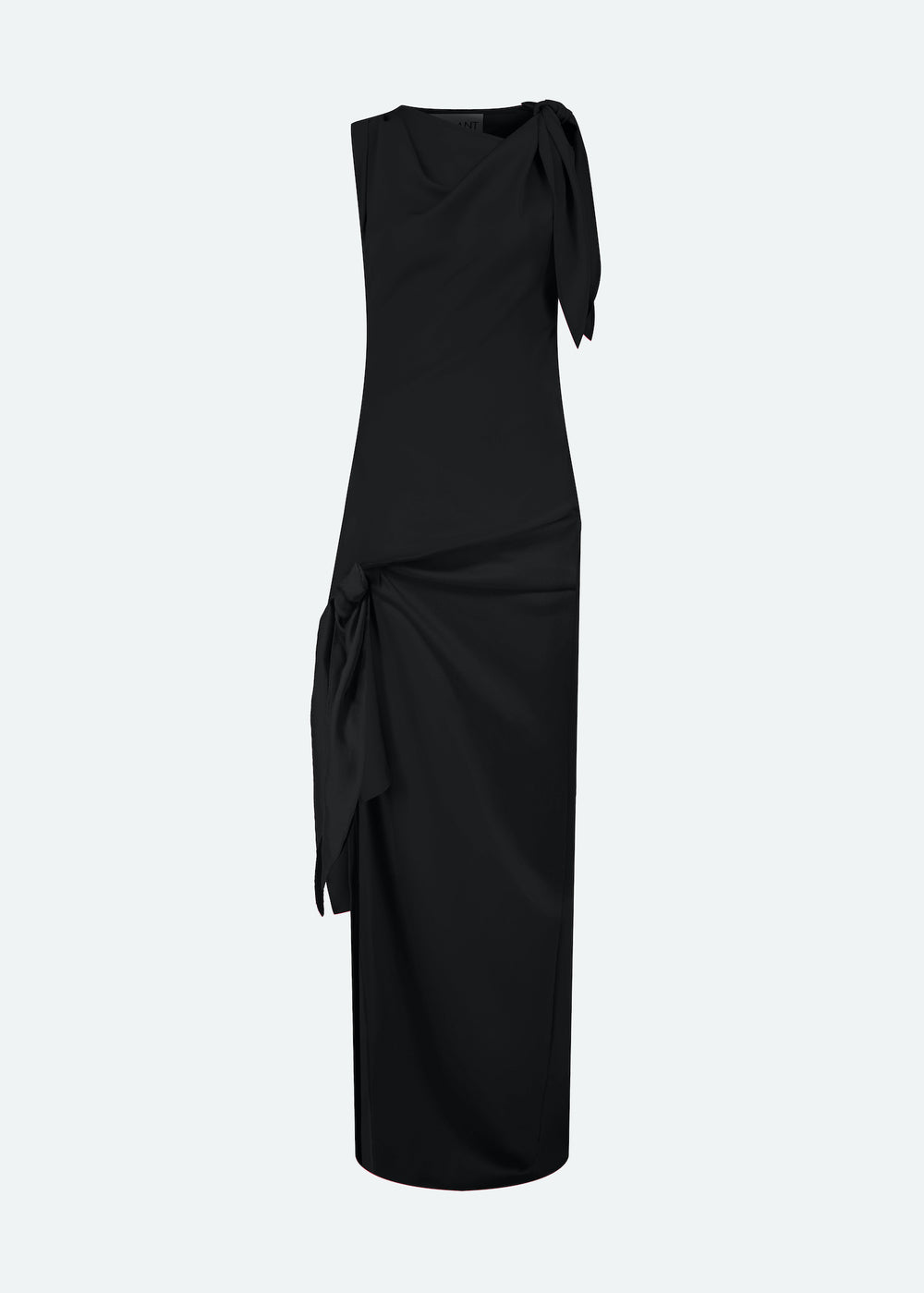 SLEEVELESS DRAPED MAXI DRESS WITH KNOT DETAILING