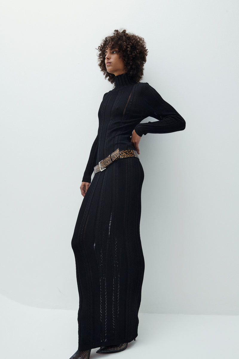 KNIT LONG TURTLE NECK DRESS