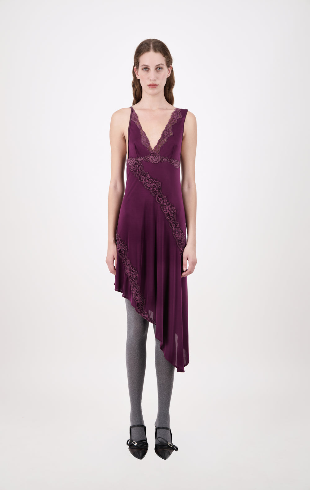 Jersey Singlet Dress with Lace Detail