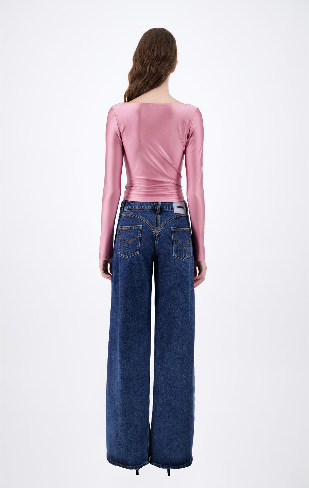 Fitted Long Sleeved Blush  Top with Asymmetrical Lace detail - Vaillant Studio