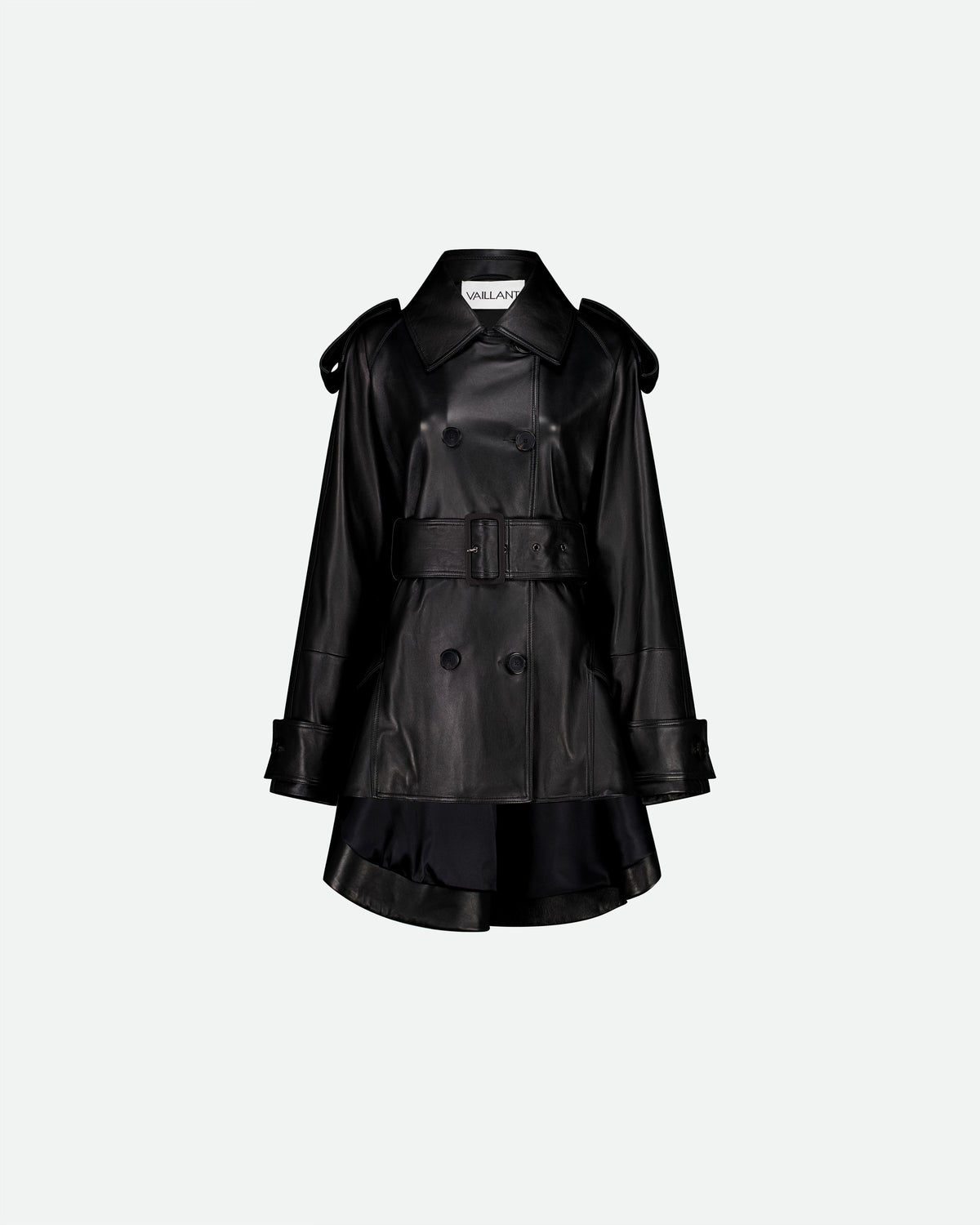 Short leather trench Coat