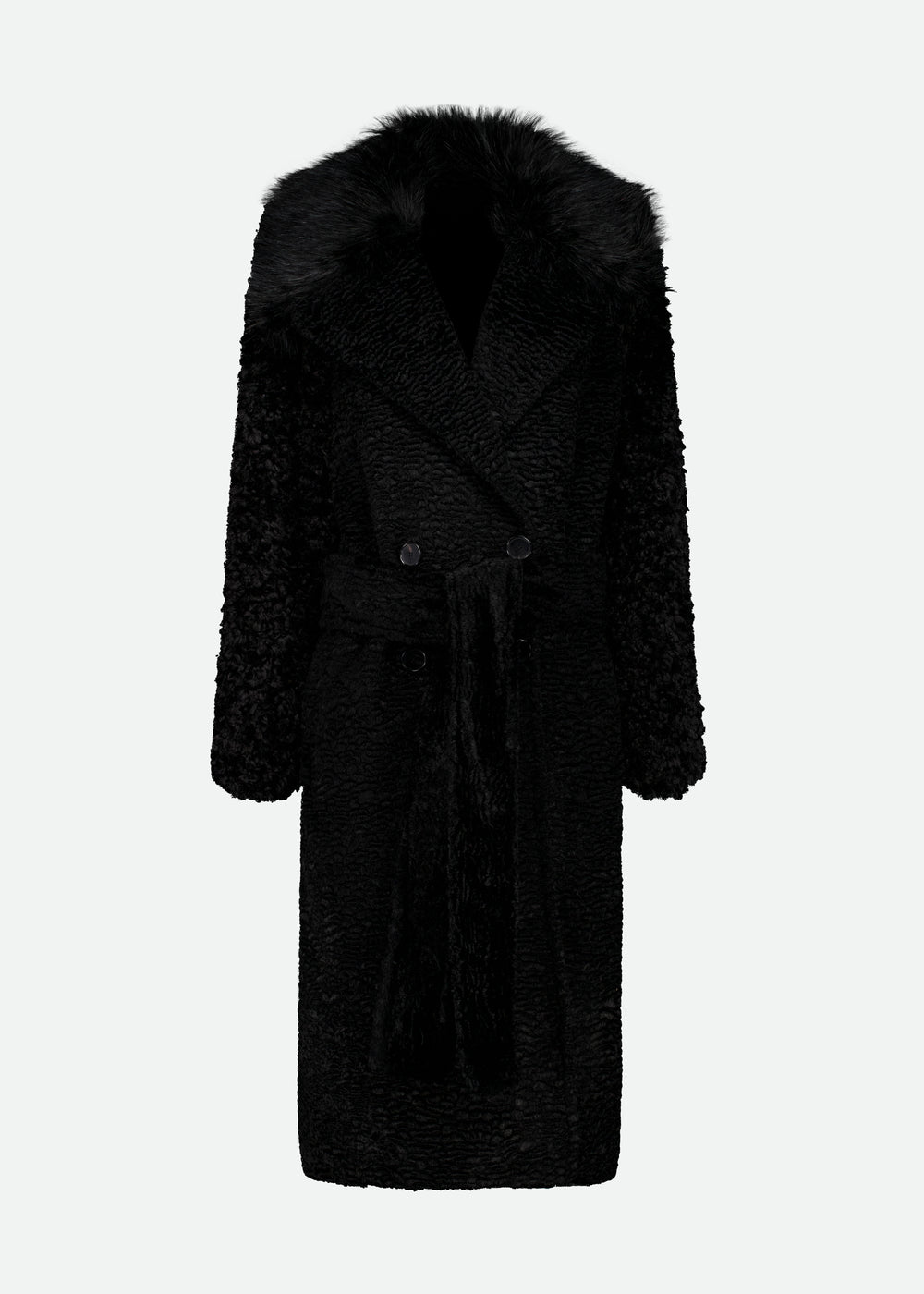 PATCHWORK FUR DOUBLE BREASTED TAILORED COAT