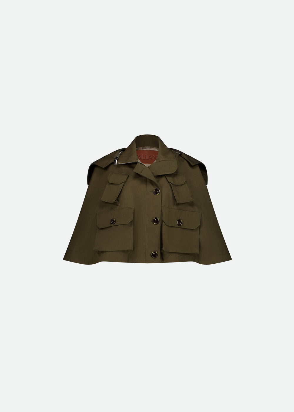 CROPPED TWILL MILITARY-STYLE TRENCH CAPE