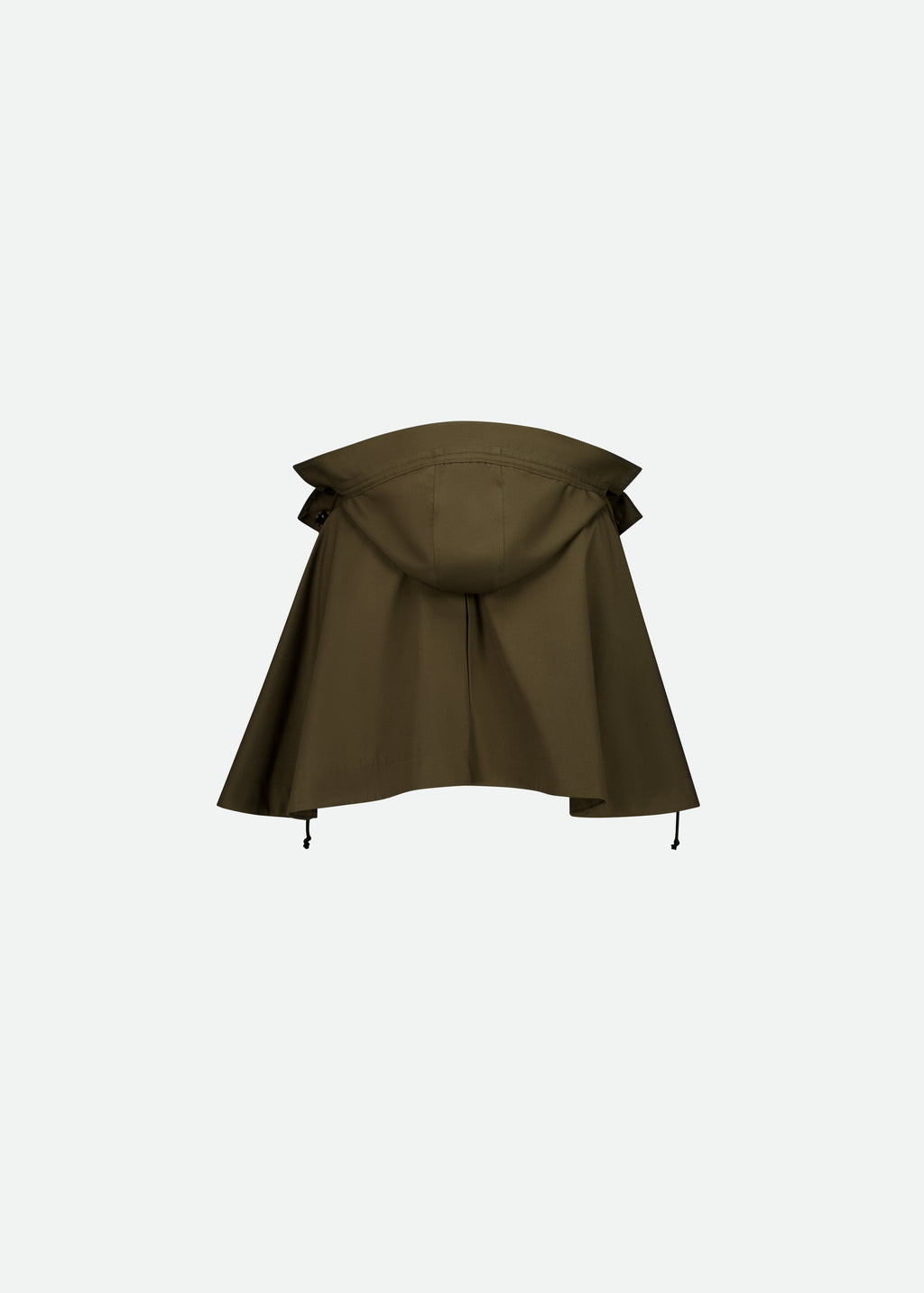 CROPPED TWILL MILITARY-STYLE KHAKI TRENCH CAPE