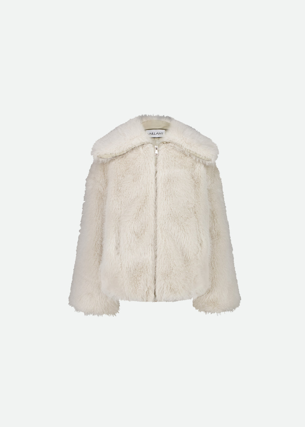 FAUX MINK PUFFY JACKET W/OVERSIZE COLLAR