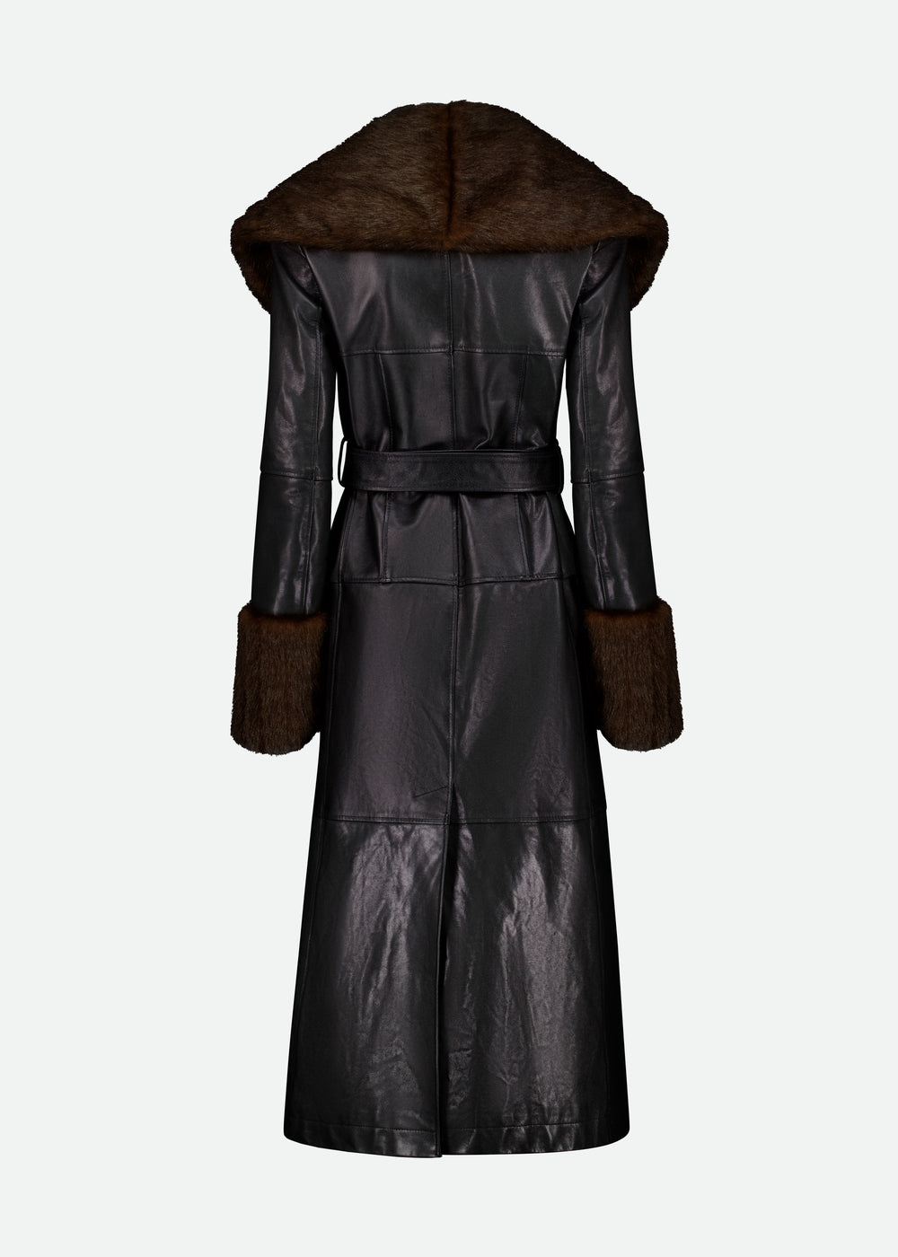 MIDI TRENCH COAT W/ FAUX FUR COLLAR AND CUFFS