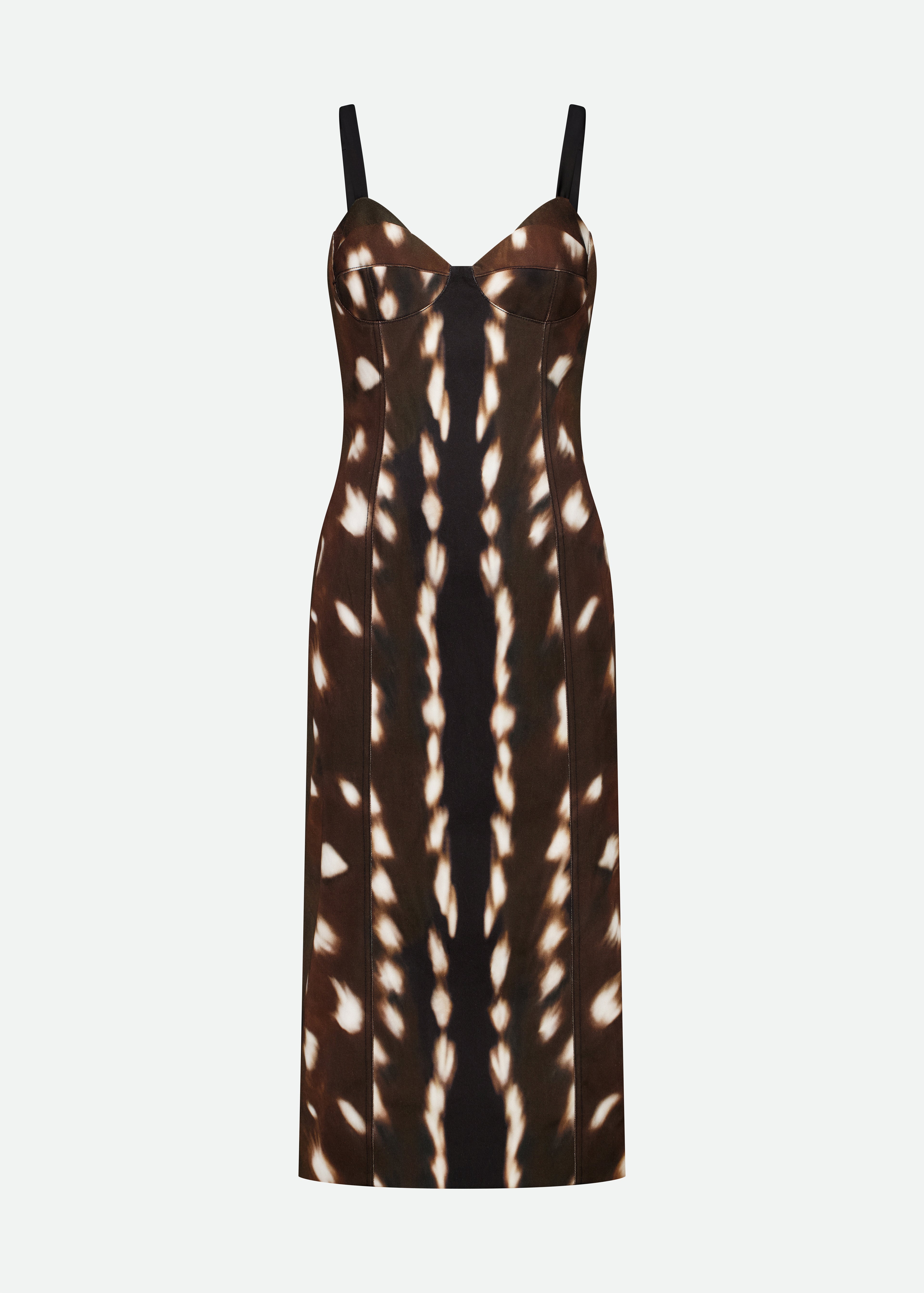 BUSTIER BODYCON PRINTED DRILL MIDI DRESS